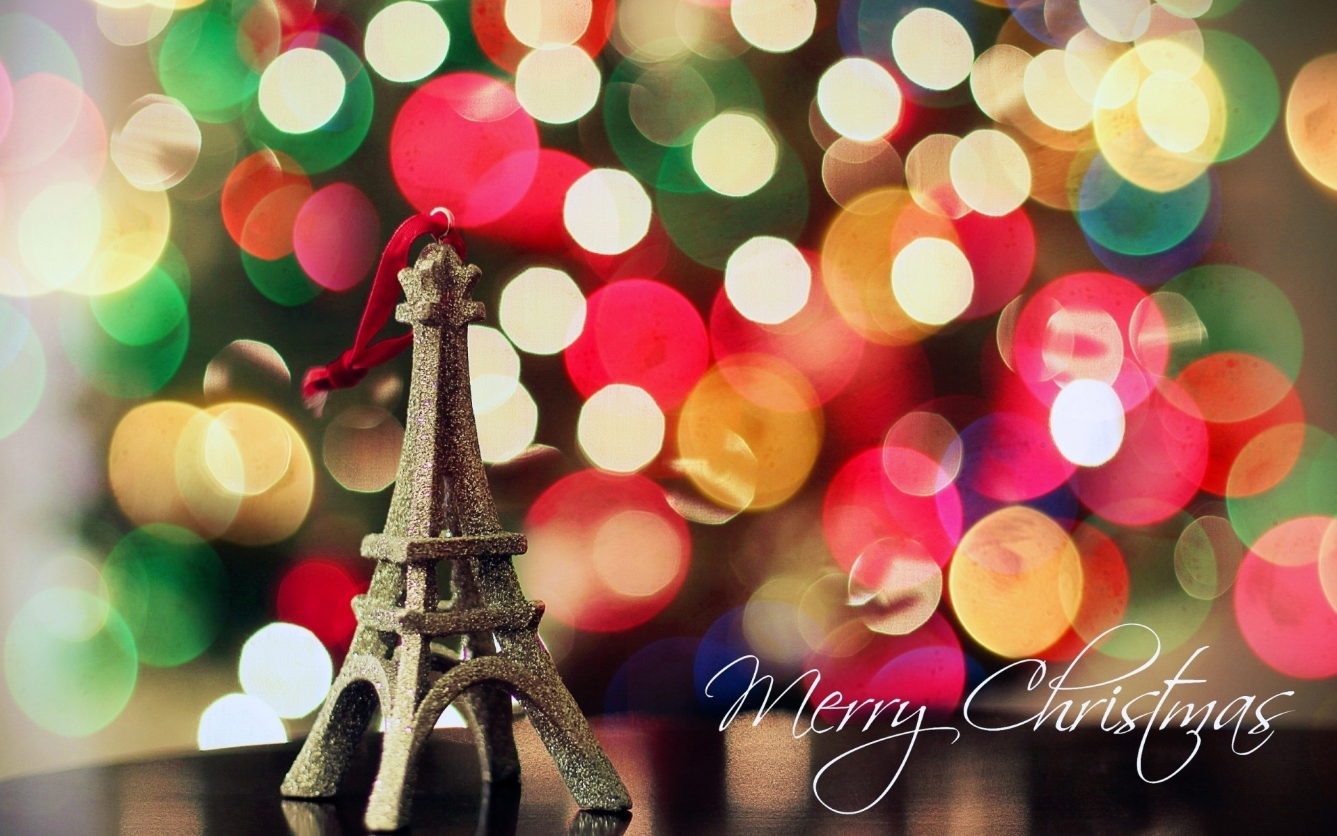Download mobile wallpaper Eiffel Tower, Christmas, Holiday, Bokeh, Merry Christmas, Ligths for free.