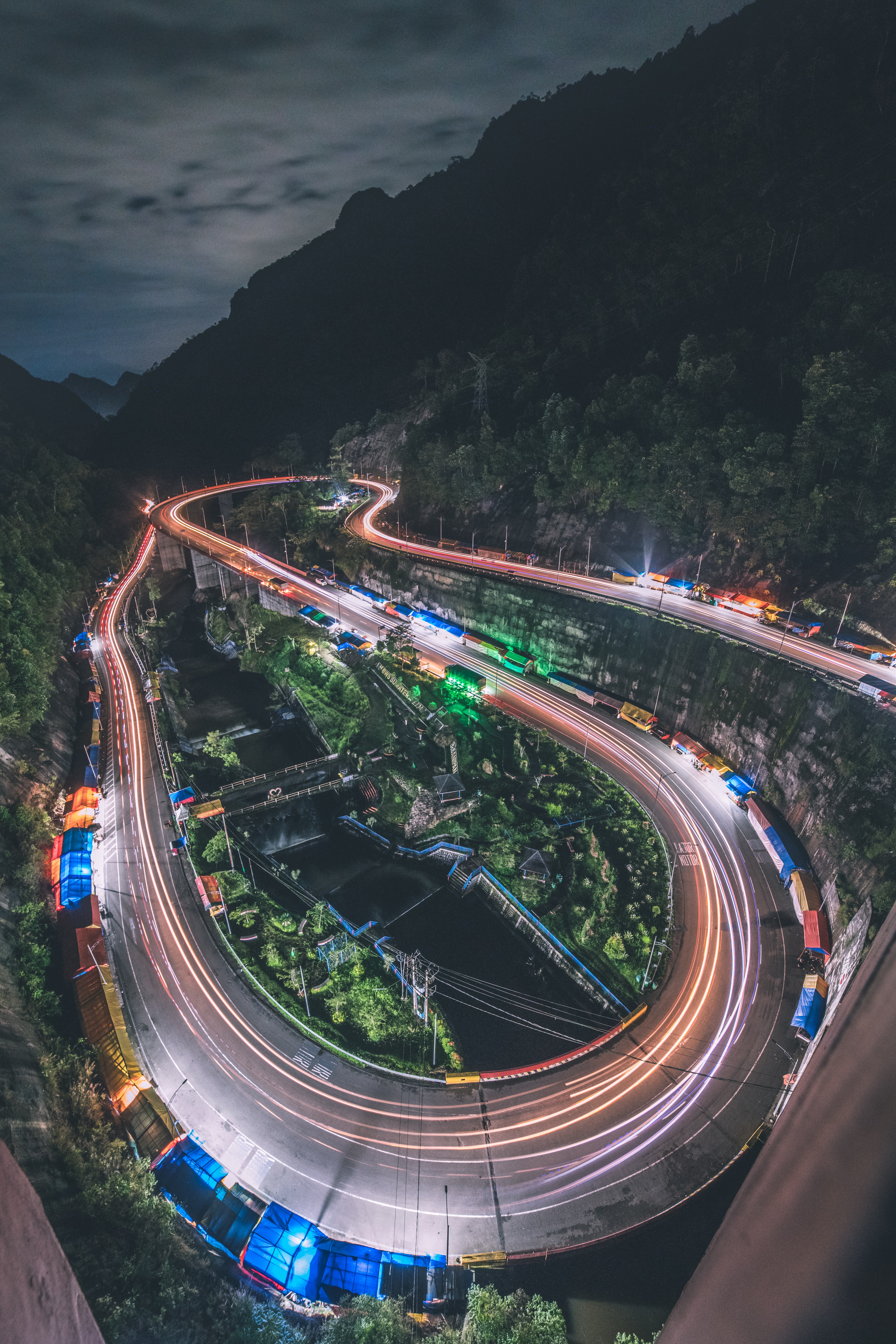 Download mobile wallpaper Long Exposure, Cities, Road, Night, Glow for free.