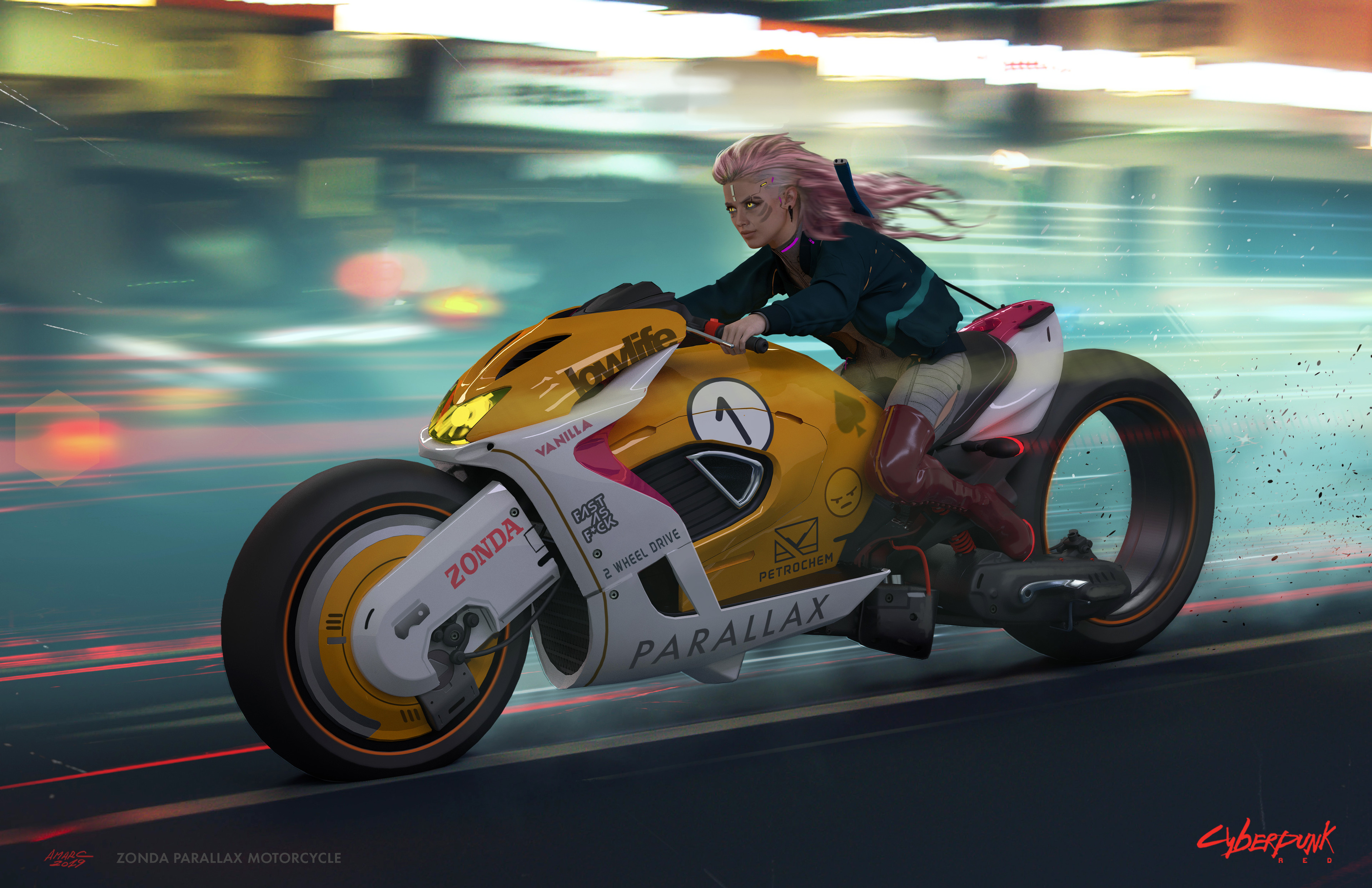 Download mobile wallpaper Cyberpunk, Motorcycle, Sci Fi, Cyborg for free.