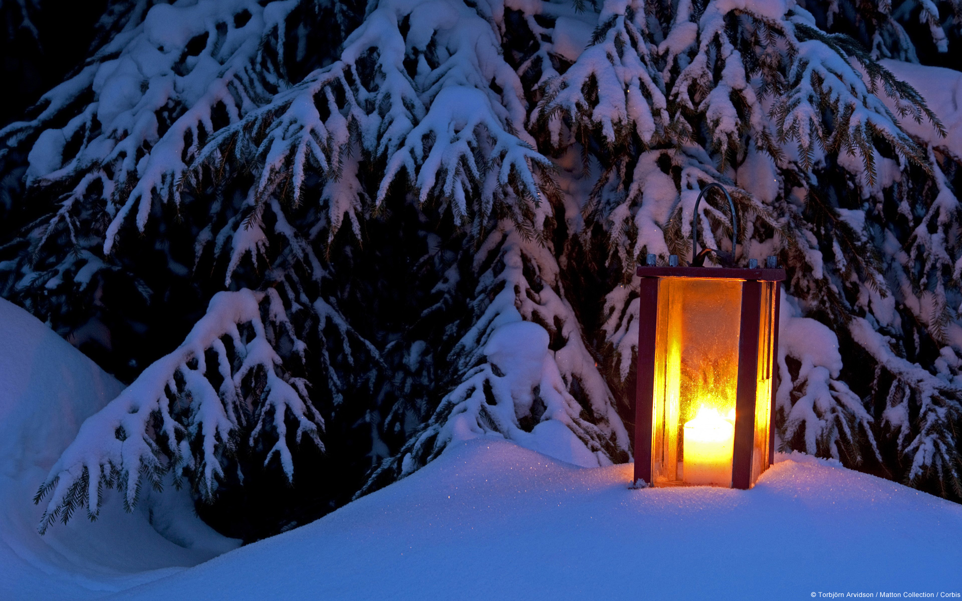 Download mobile wallpaper Winter, Snow, Light, Tree, Lantern, Man Made for free.