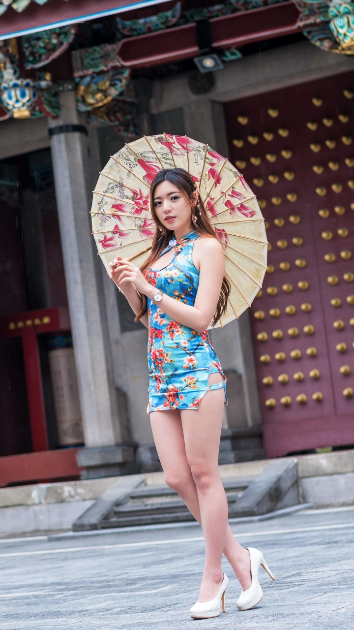 Download mobile wallpaper Umbrella, Women, Asian for free.