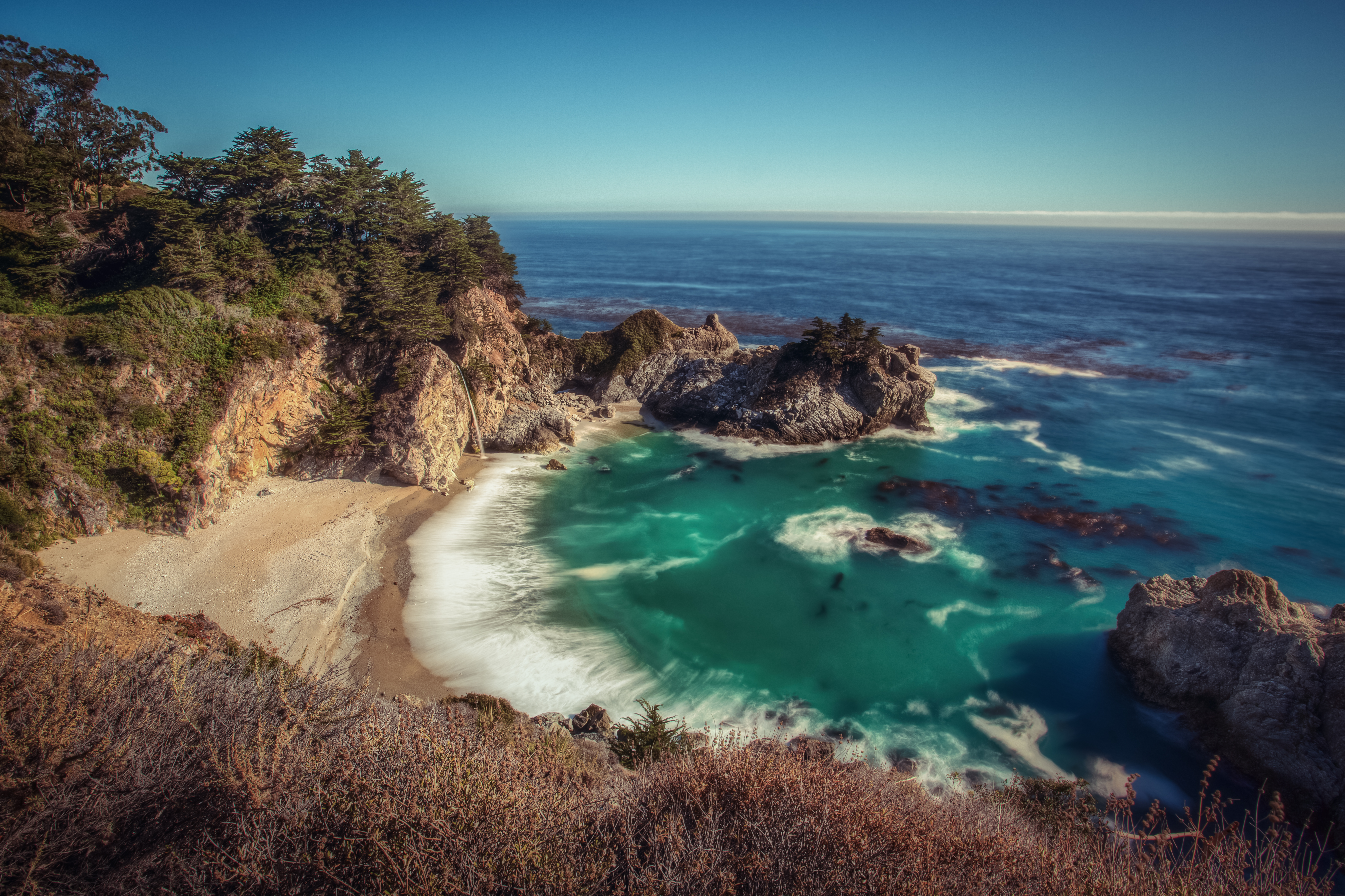 1523239 descargar imagen tierra/naturaleza, sur grande, california, cataratas mcway, mar, orilla del mar, cascada: fondos de pantalla y protectores de pantalla gratis