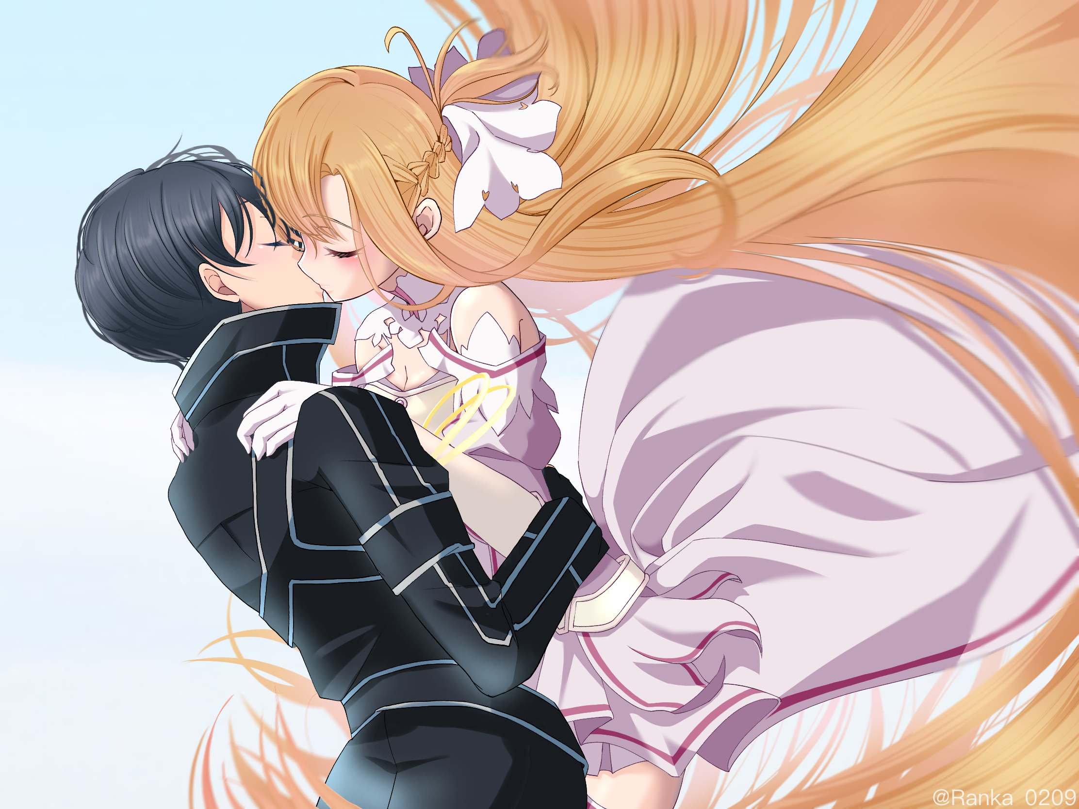 Laden Sie das Kuss, Animes, Asuna Yuuki, Sword Art Online, Kirito (Schwertkunst Online)-Bild kostenlos auf Ihren PC-Desktop herunter
