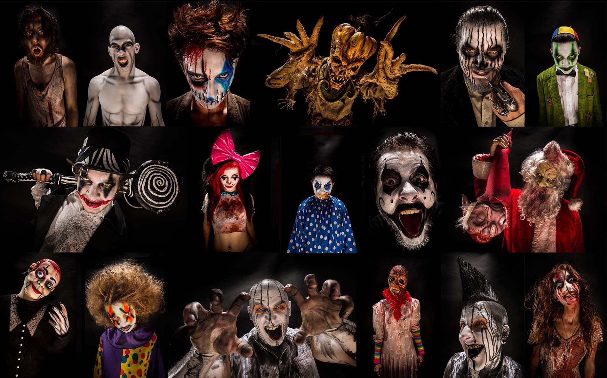 Download mobile wallpaper Halloween, Holiday, Collage, Creepy, Evil, Clown, Scary for free.