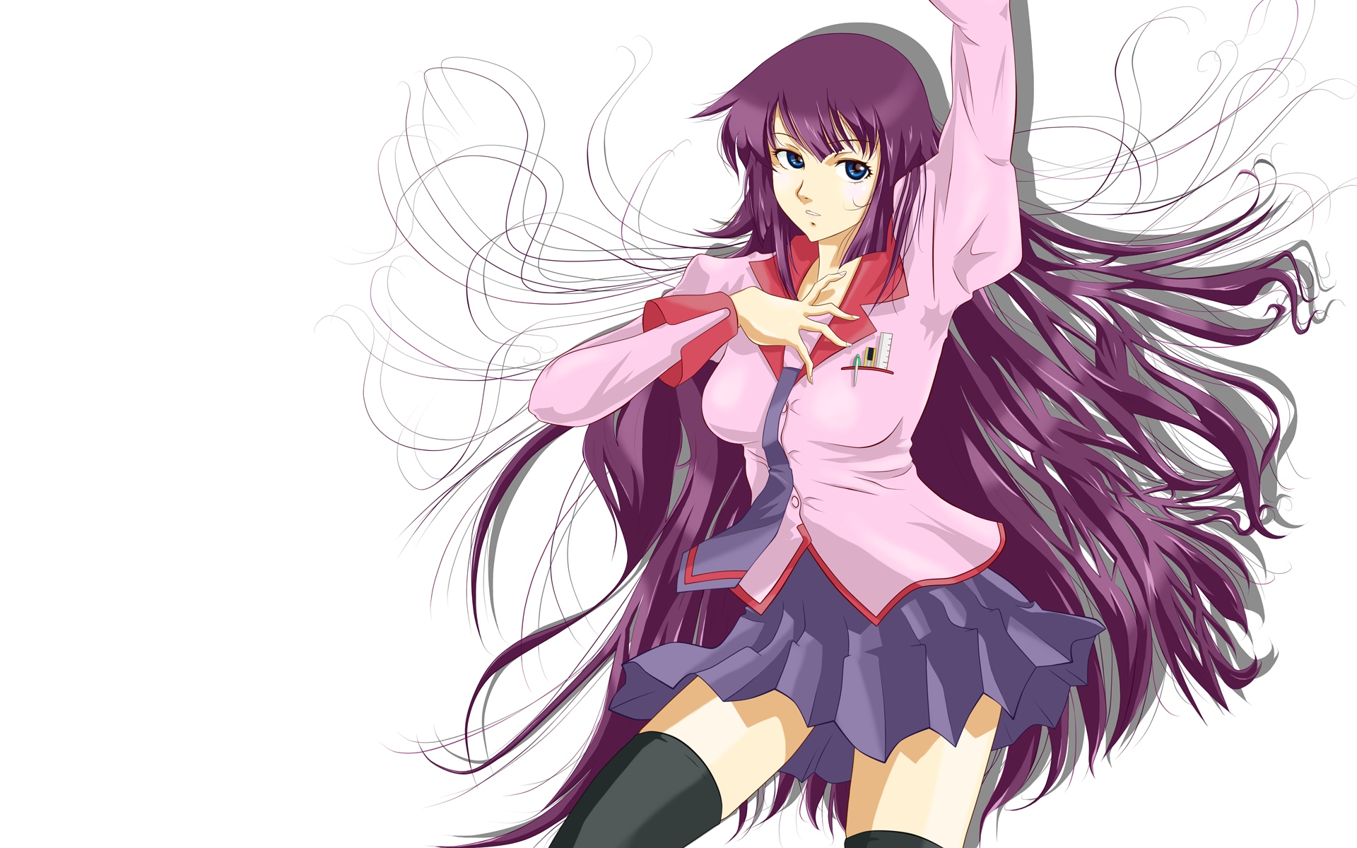 Free download wallpaper Anime, Monogatari (Series), Purple Hair, Hitagi Senjōgahara, Bakemonogatari, Monogatari Series: Second Season on your PC desktop