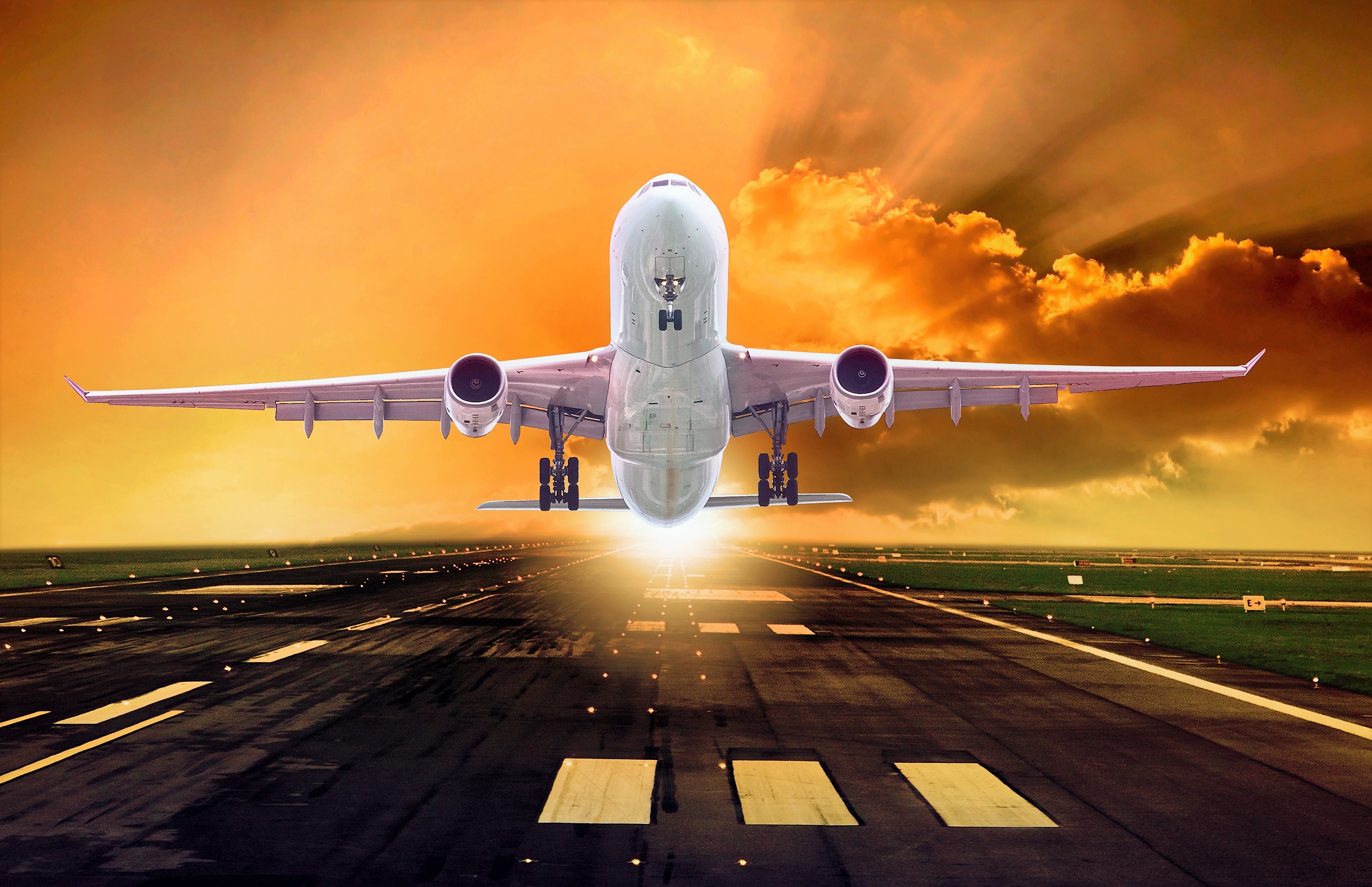 Free download wallpaper Sunset, Sky, Airplane, Aircraft, Passenger Plane, Vehicles, Orange (Color) on your PC desktop