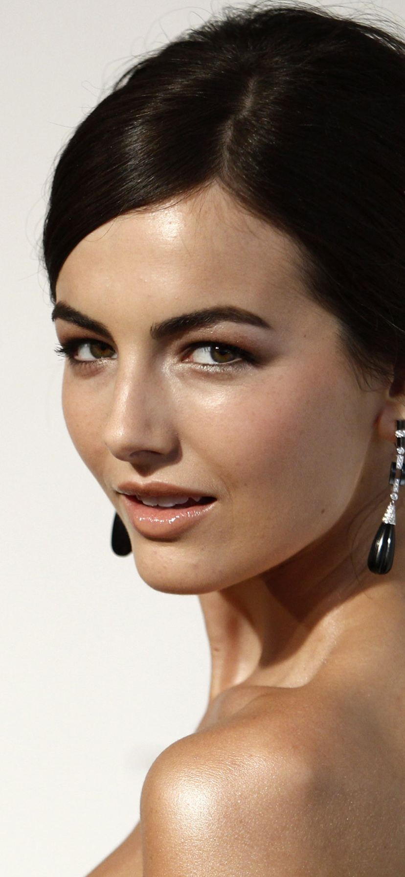 Download mobile wallpaper Face, Earrings, American, Celebrity, Black Hair, Actress, Camilla Belle for free.