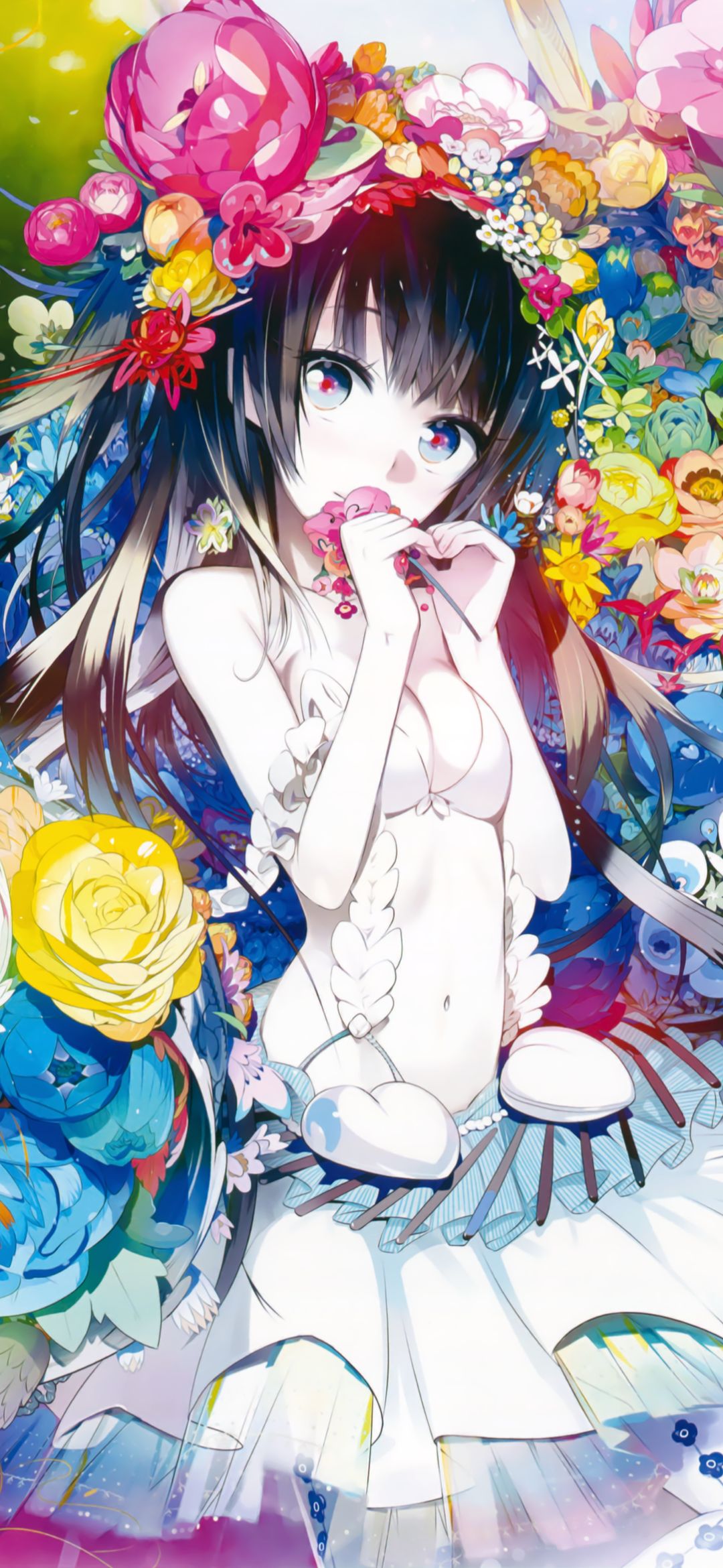 Handy-Wallpaper Mädchen, Blume, Farben, Animes kostenlos herunterladen.