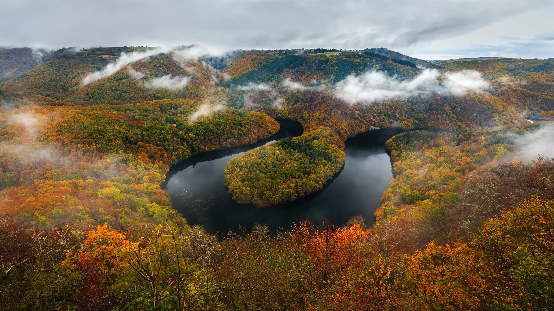 Скачать обои бесплатно Природа, Река, Осень, Лес, Ландшафт, Земля/природа картинка на рабочий стол ПК