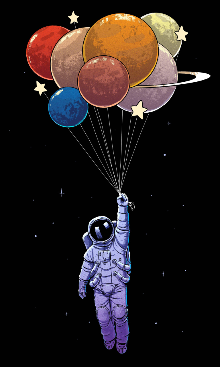 Скачать картинку Воздушный Шар, Скафандр, Астронавт, Научная Фантастика в телефон бесплатно.
