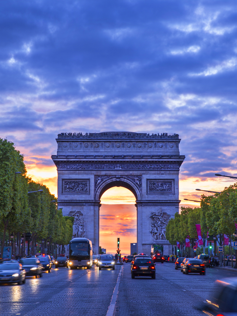 Download mobile wallpaper Paris, Monuments, France, Street, Monument, Arc De Triomphe, Man Made for free.