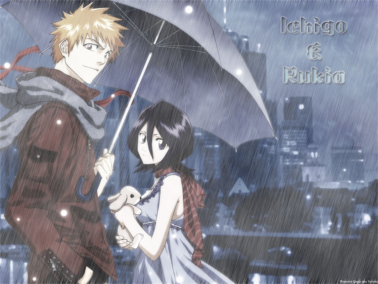 Free download wallpaper Anime, Bleach, Rukia Kuchiki, Ichigo Kurosaki on your PC desktop