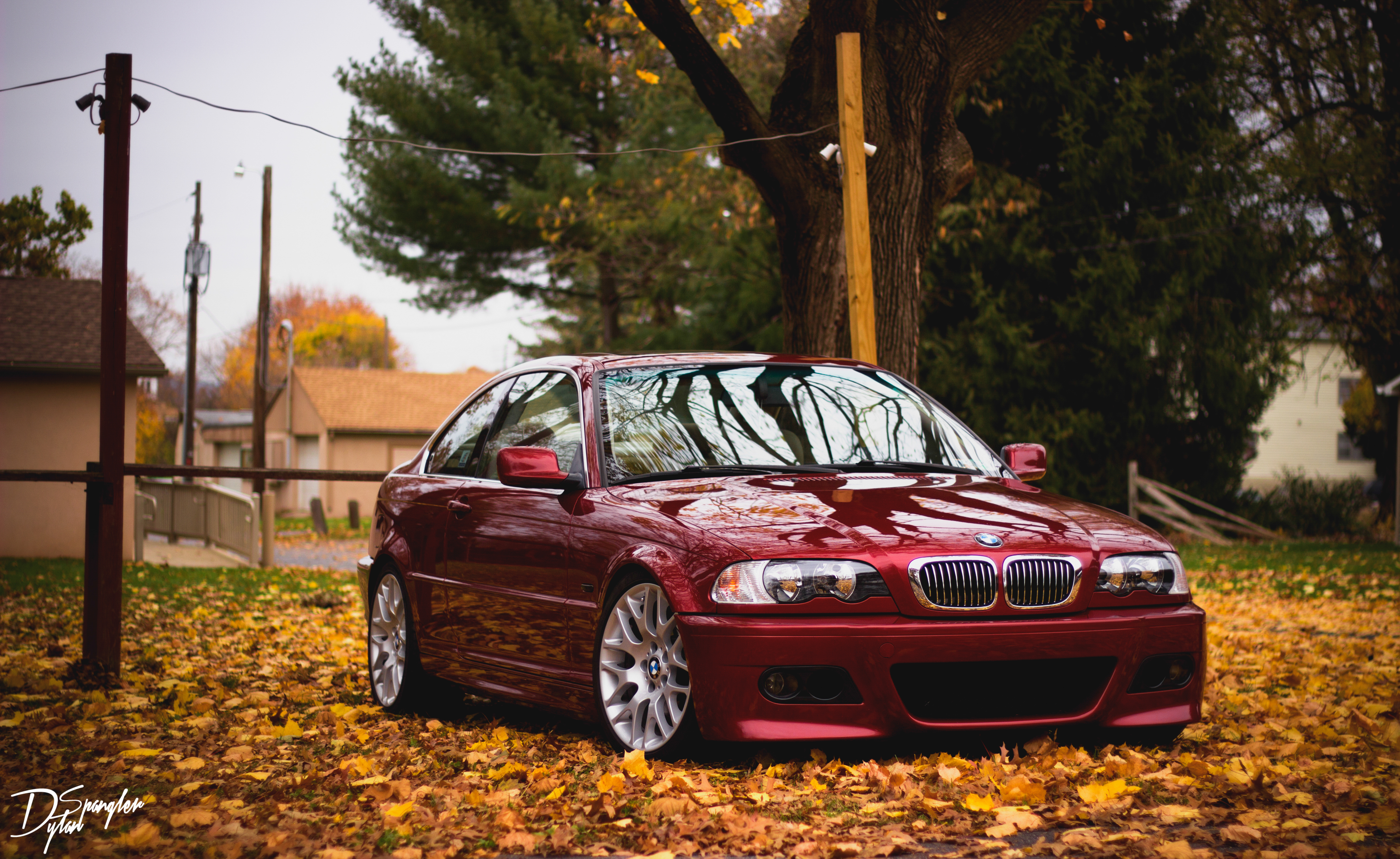Download mobile wallpaper Autumn, Foliage, Side View, Bmw, Cars for free.