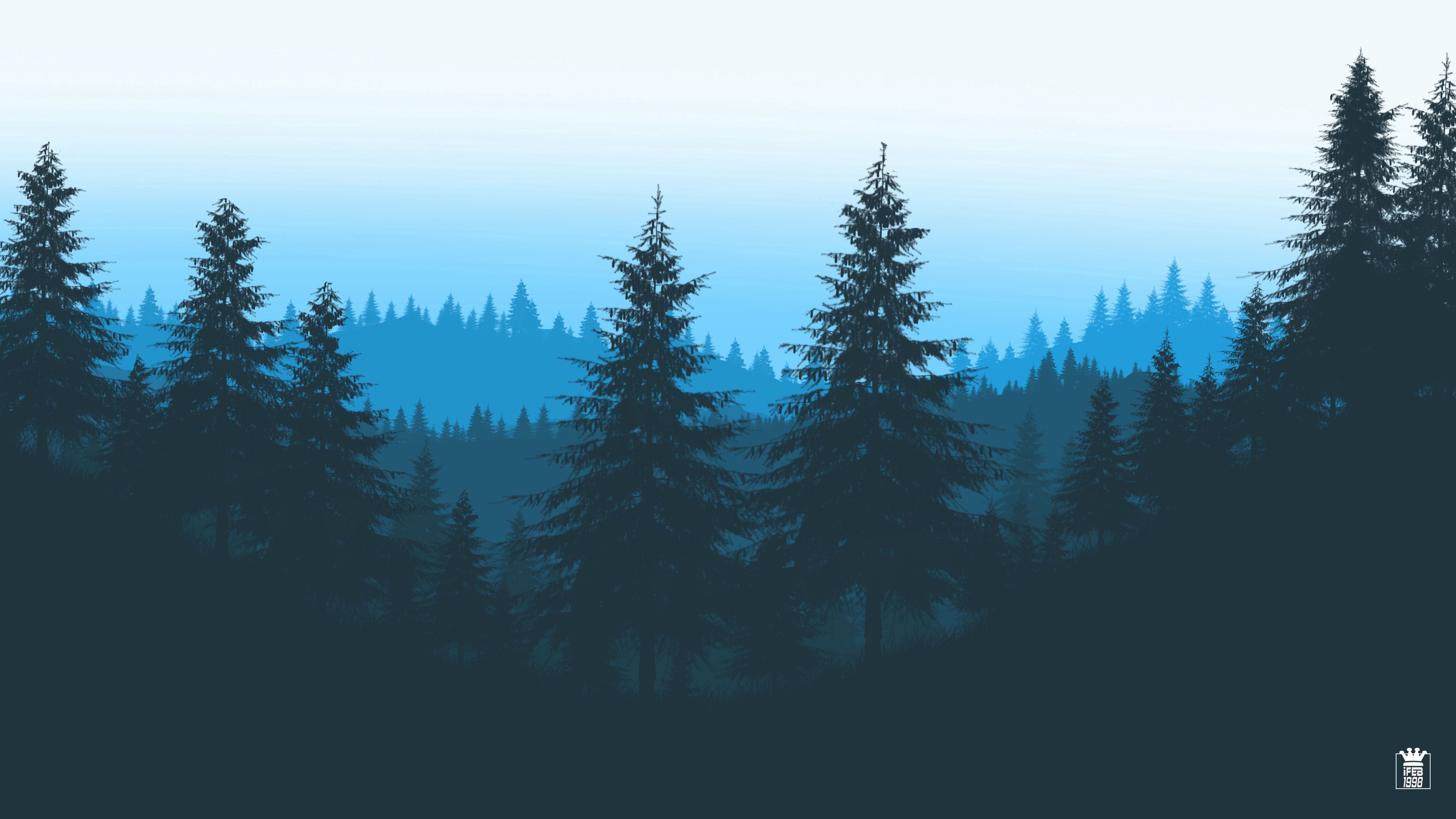 vector, art, forest, trees, mountains