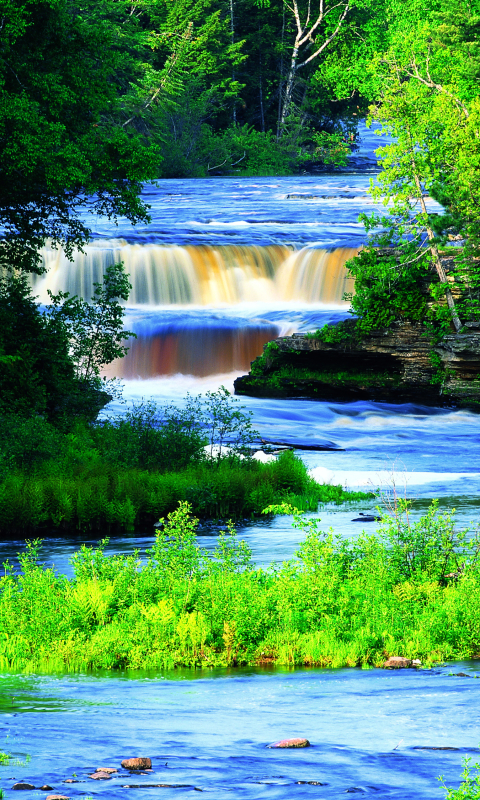 Скачать картинку Природа, Река, Водопад, Земля/природа в телефон бесплатно.
