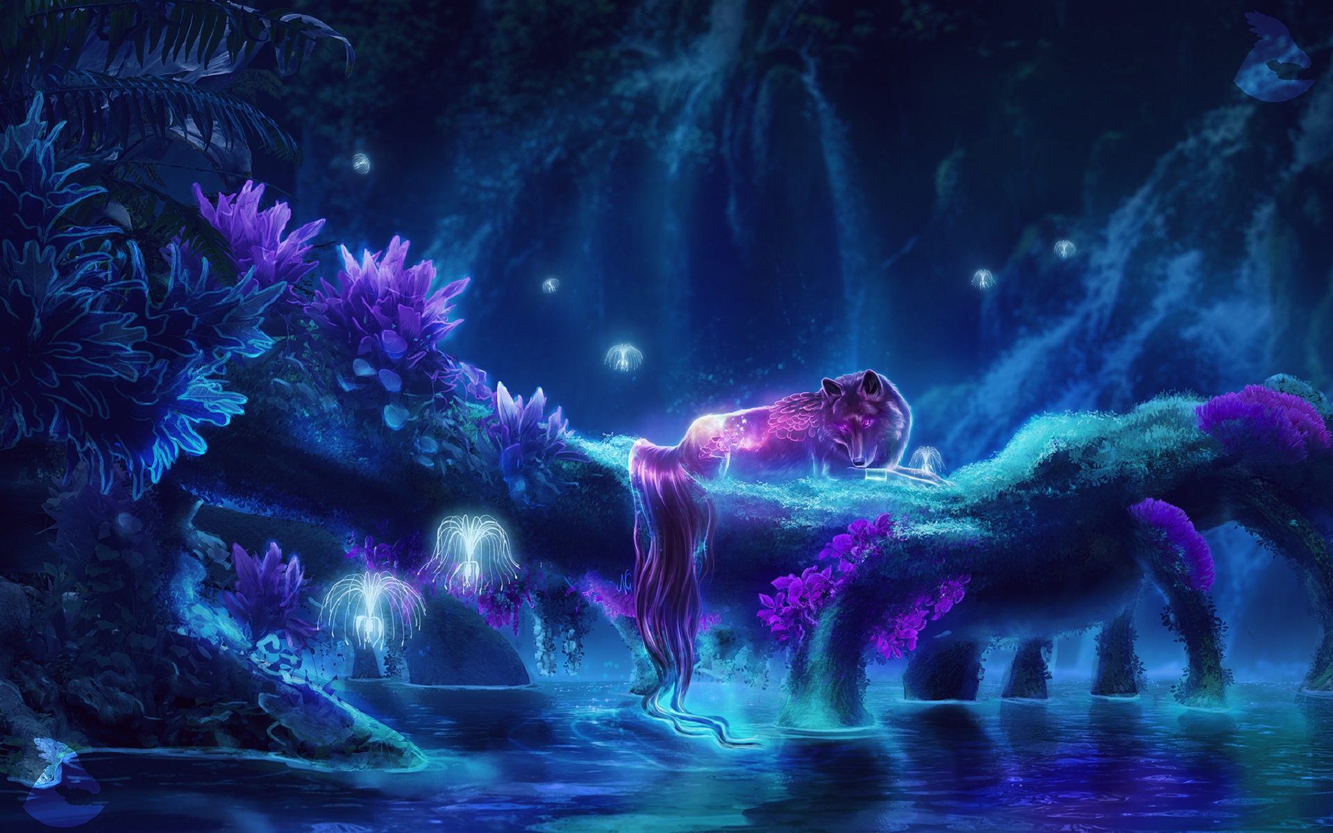 Free download wallpaper Fantasy, Night, Wolf, Fantasy Animals on your PC desktop