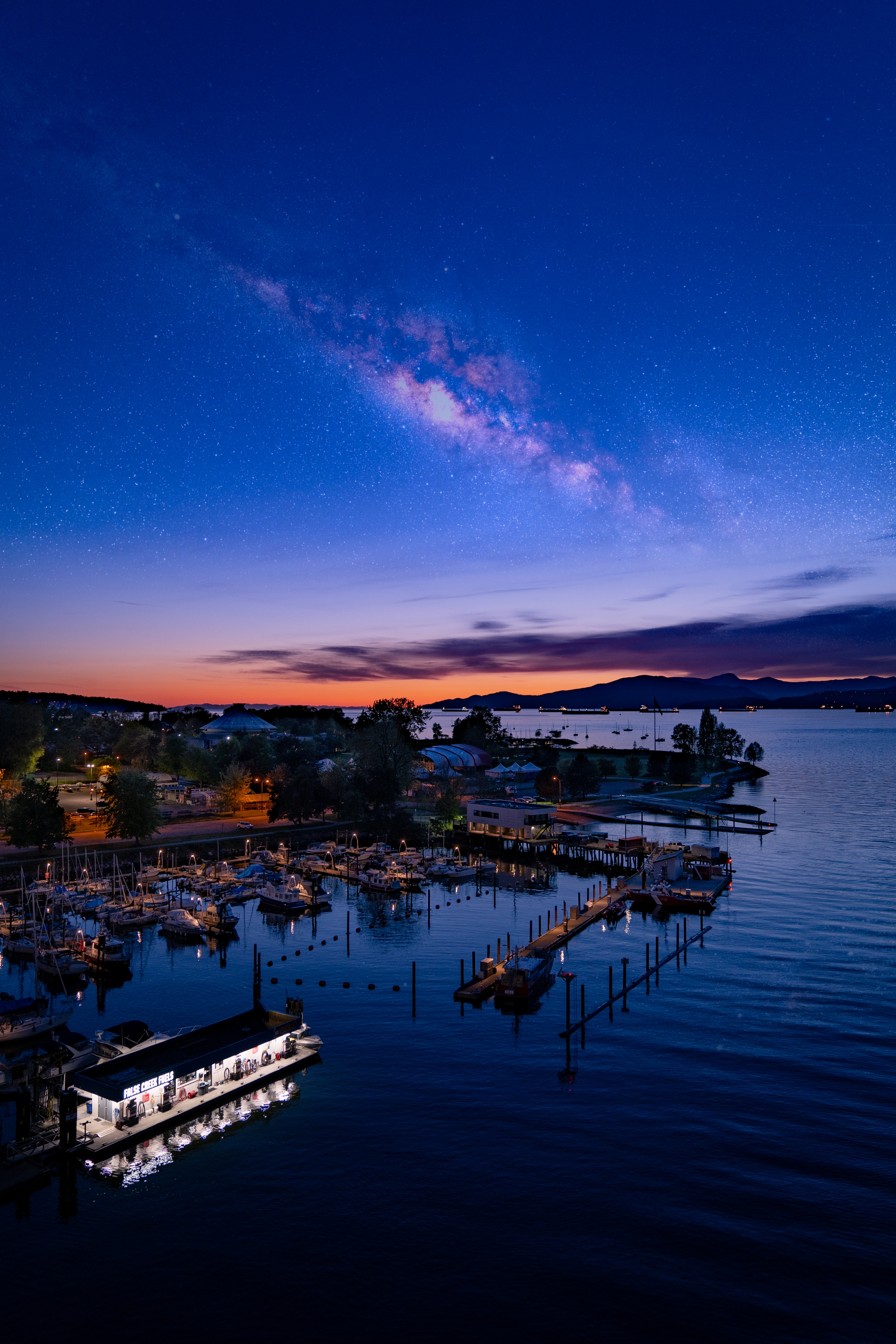 harbor, cities, twilight, city, view from above, starry sky, dusk, port 32K
