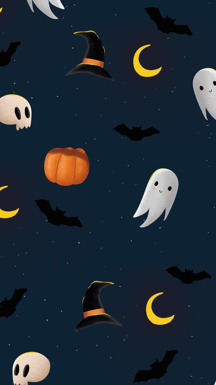 Download mobile wallpaper Halloween, Holiday, Ghost, Witch Hat for free.
