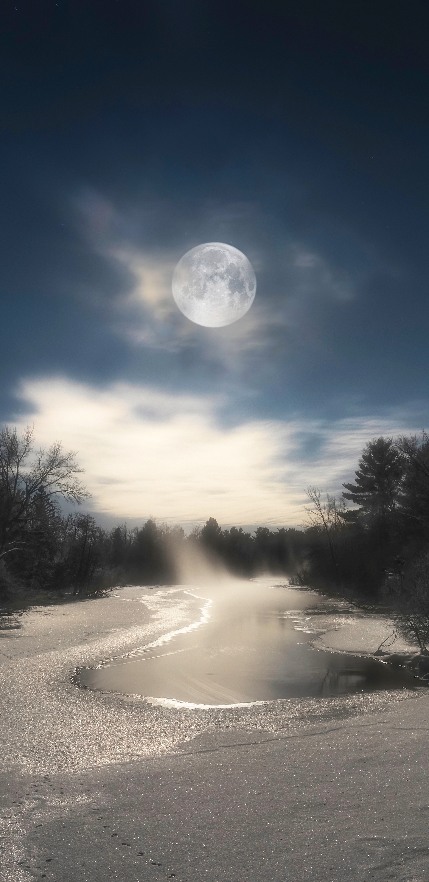 Download mobile wallpaper Winter, Moon, Snow, Earth for free.