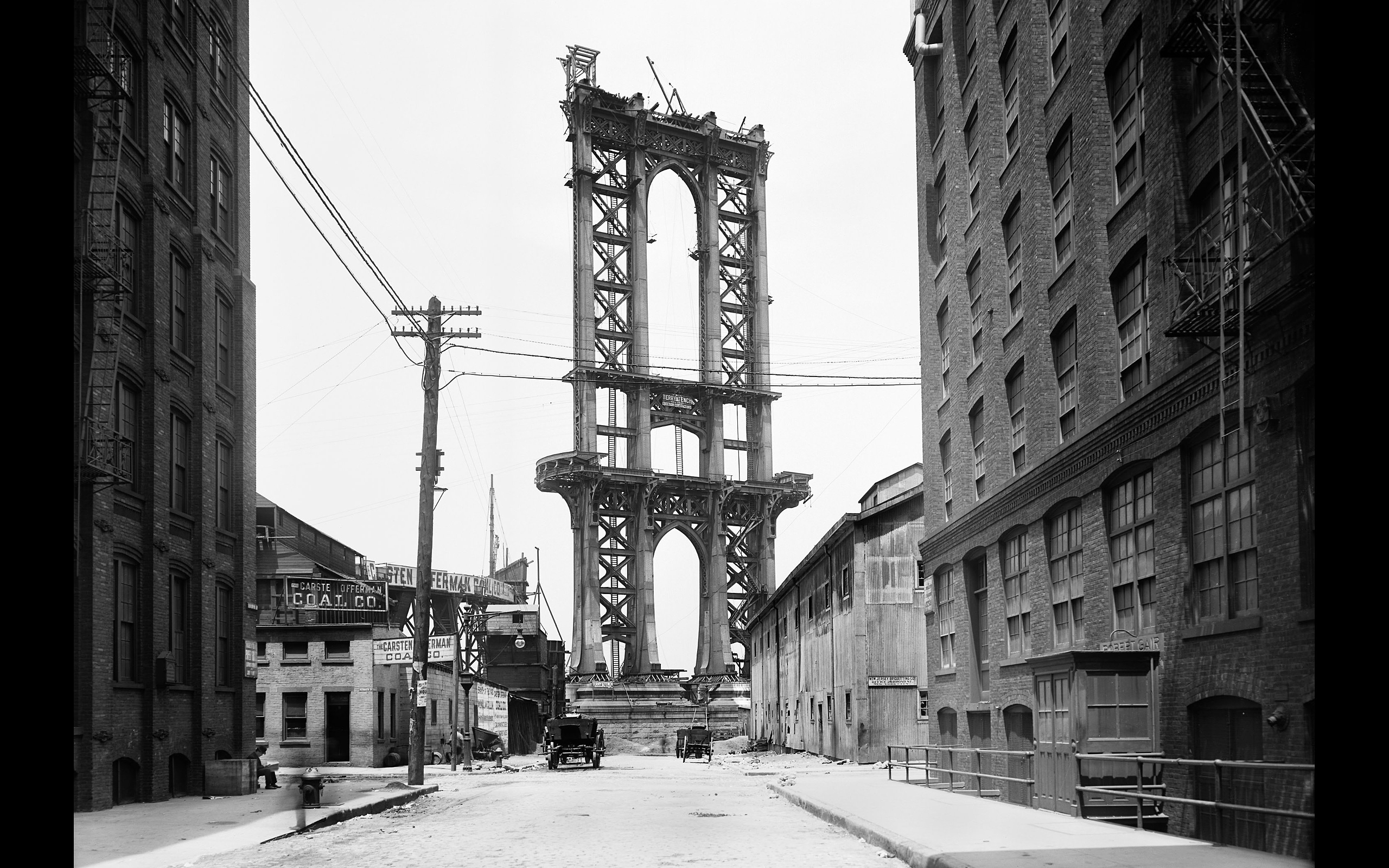 construction, man made, manhattan bridge, black & white, bridge, manhattan, new york, bridges