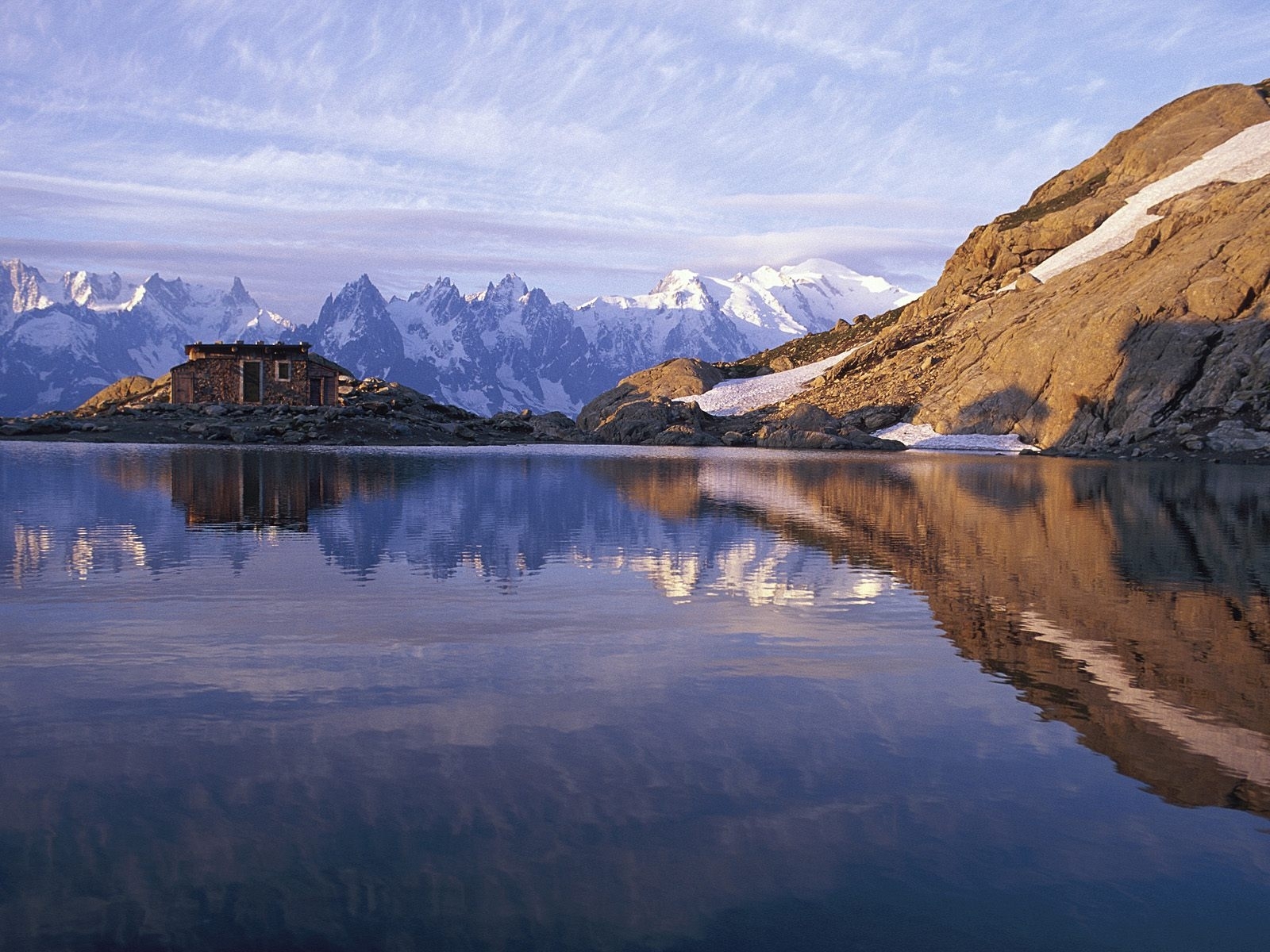 PCデスクトップに風景, 自然, 山脈, 湖, 雪画像を無料でダウンロード
