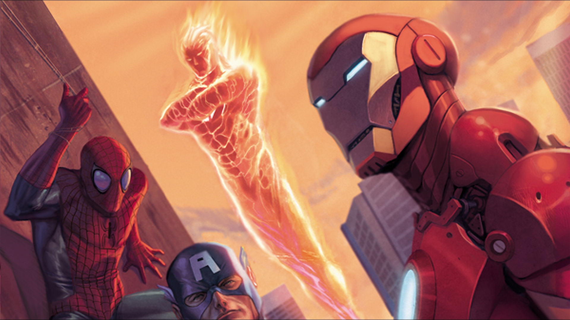 comics, avengers, captain america, human torch (marvel comics), iron man, spider man, the avengers