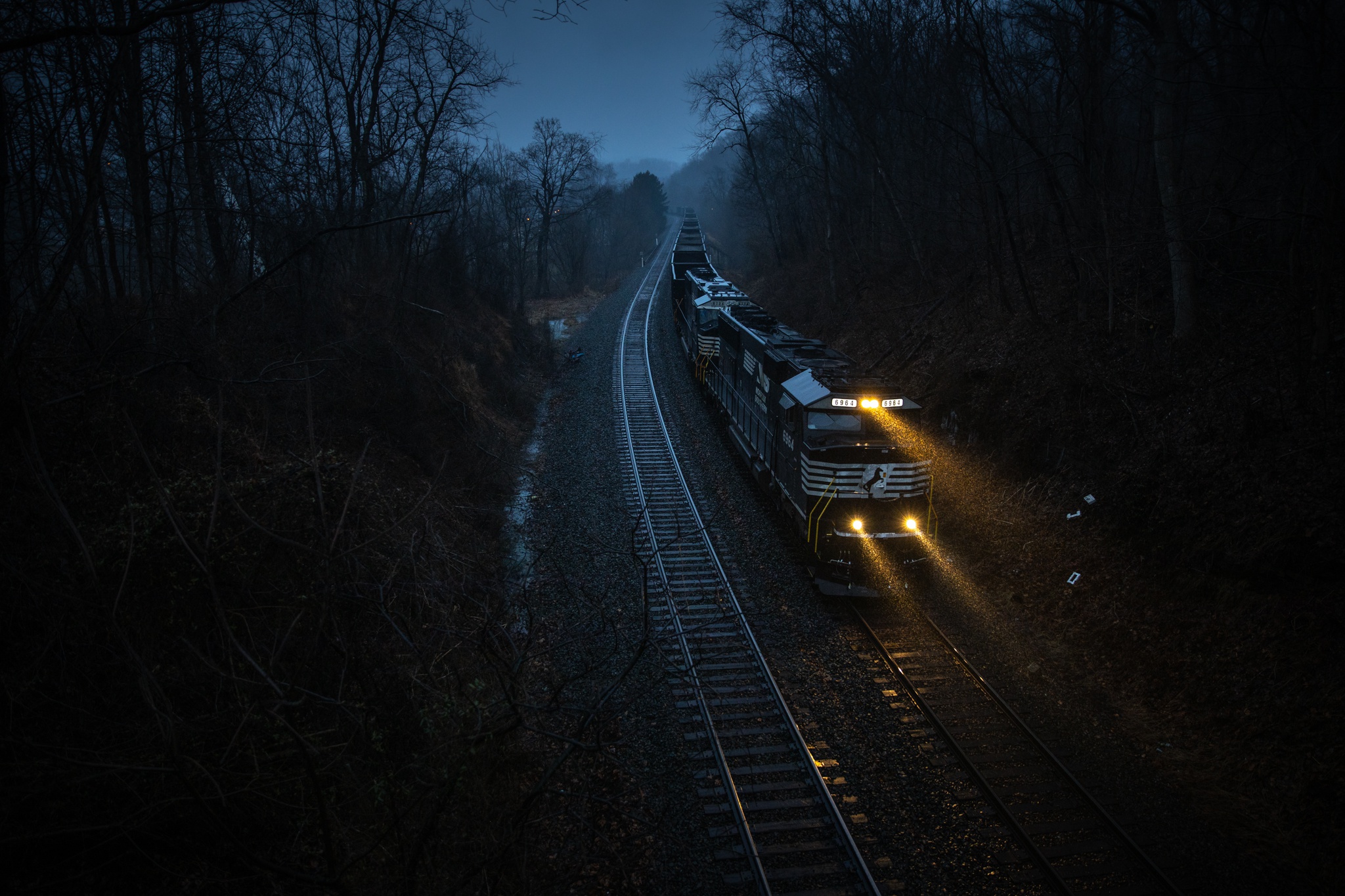 Download mobile wallpaper Night, Train, Railroad, Vehicles for free.