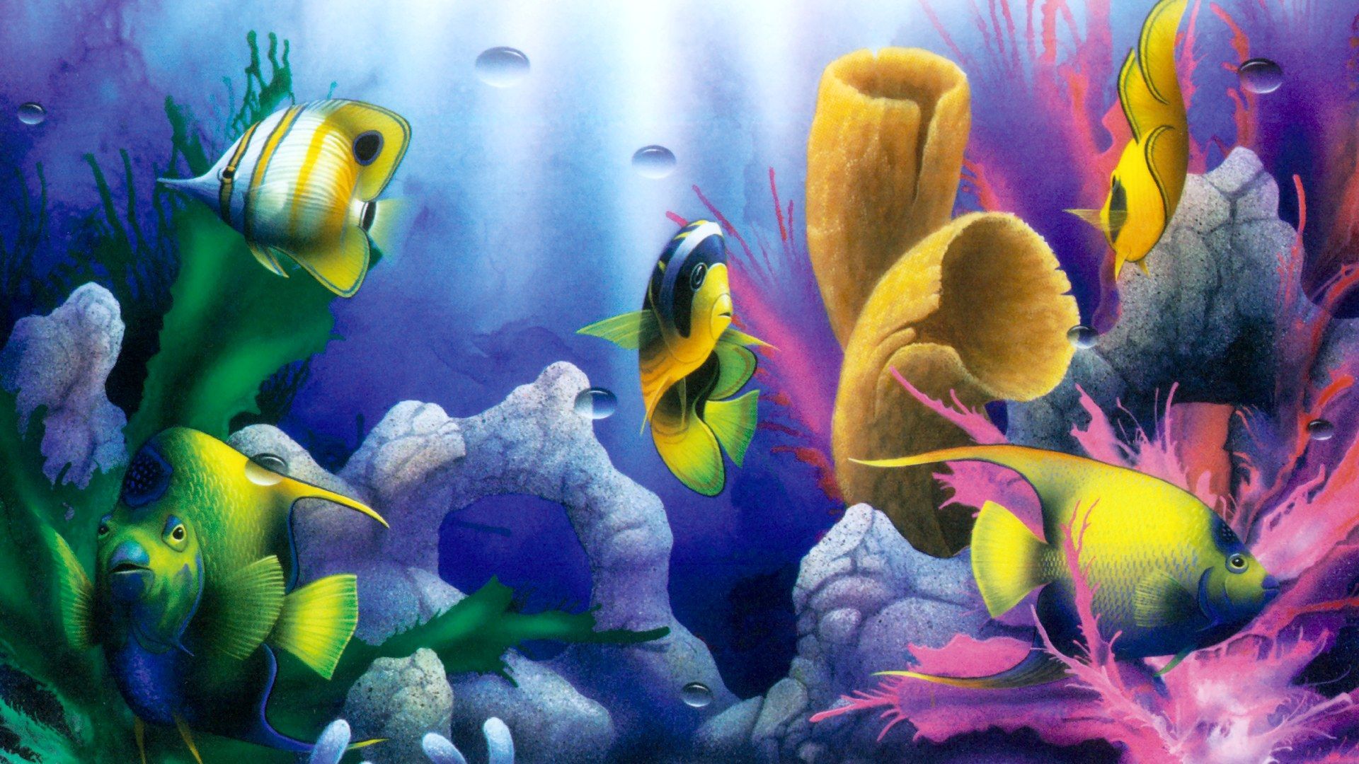 Free download wallpaper Sea, Fishes, Coral, Ocean, Animal, Painting, Fish, Underwater on your PC desktop
