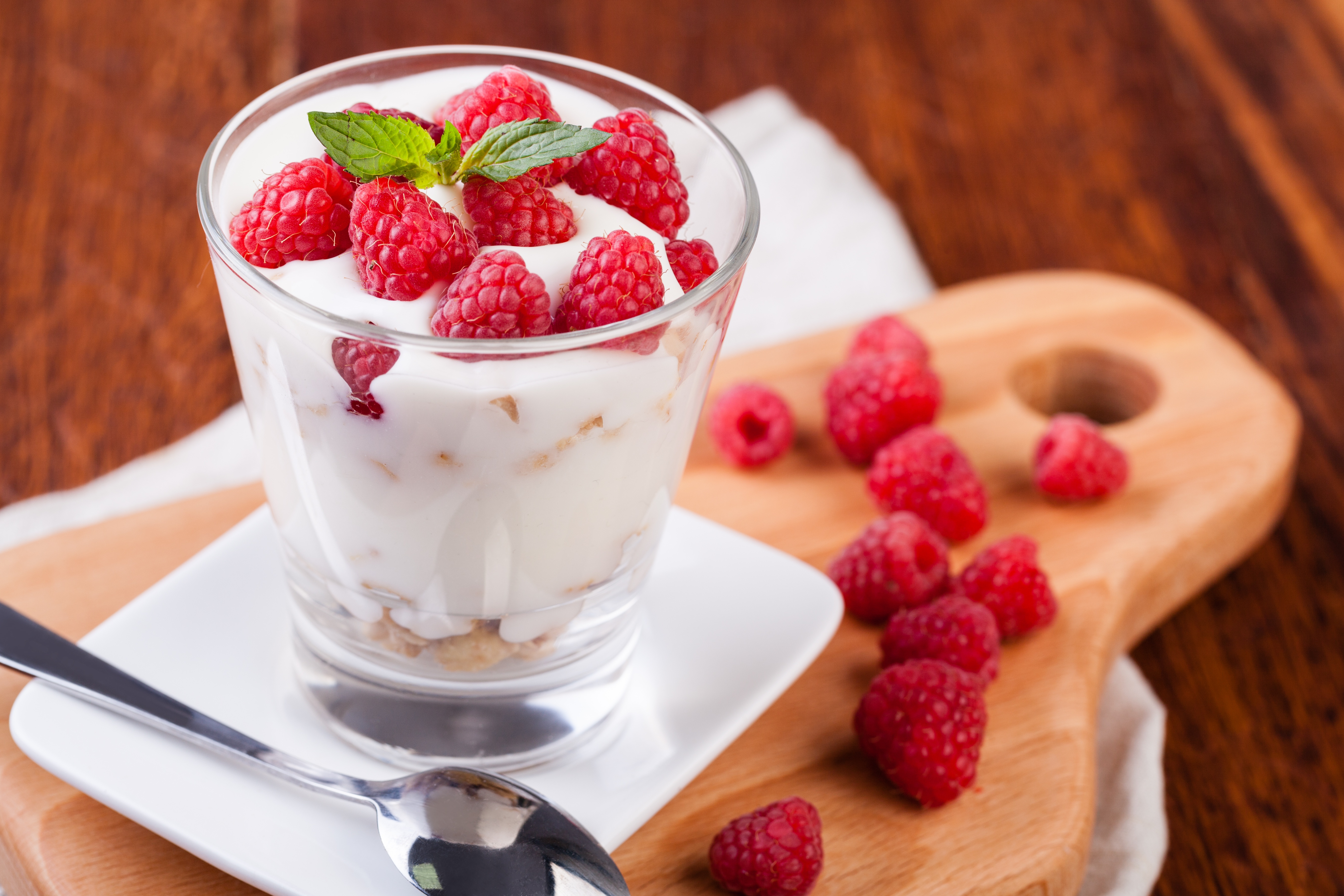 Download mobile wallpaper Food, Dessert, Raspberry, Berry, Fruit, Yogurt for free.