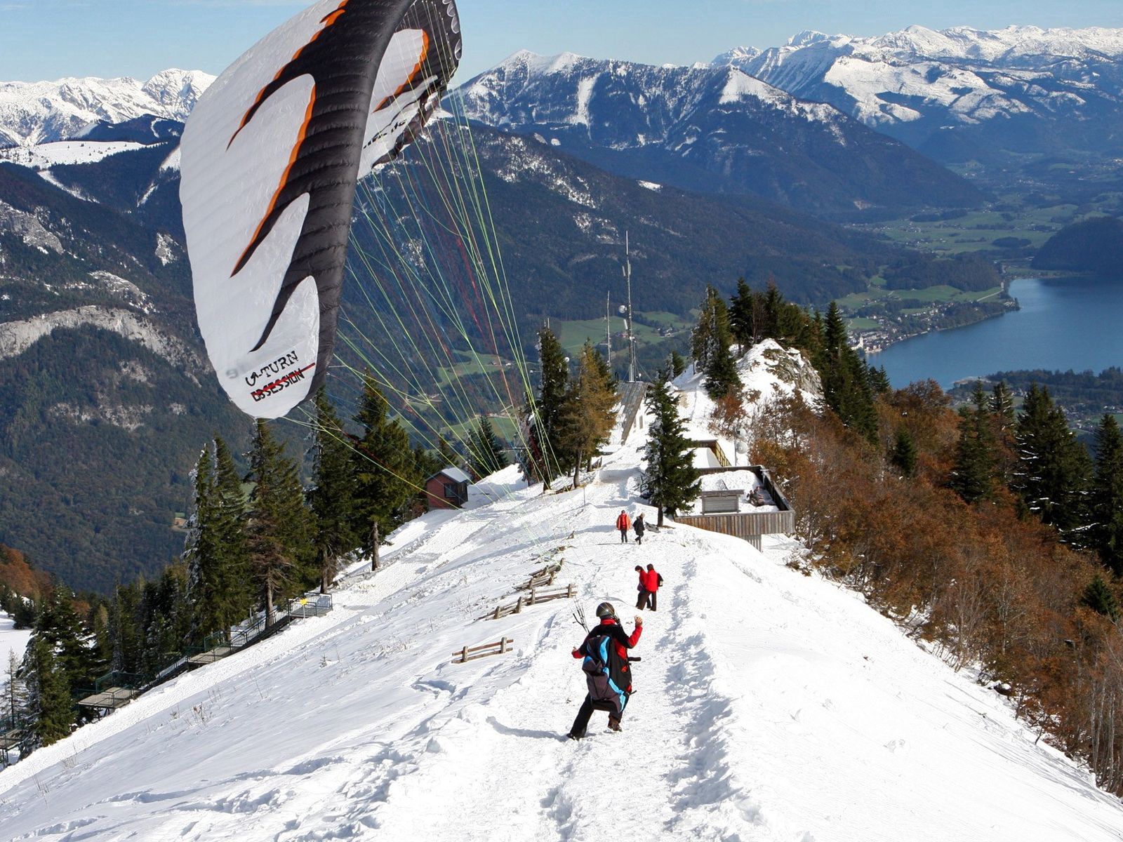 57330 descargar imagen deportes, montañas, nieve, camino, extremo, paracaídas, aterrizaje: fondos de pantalla y protectores de pantalla gratis