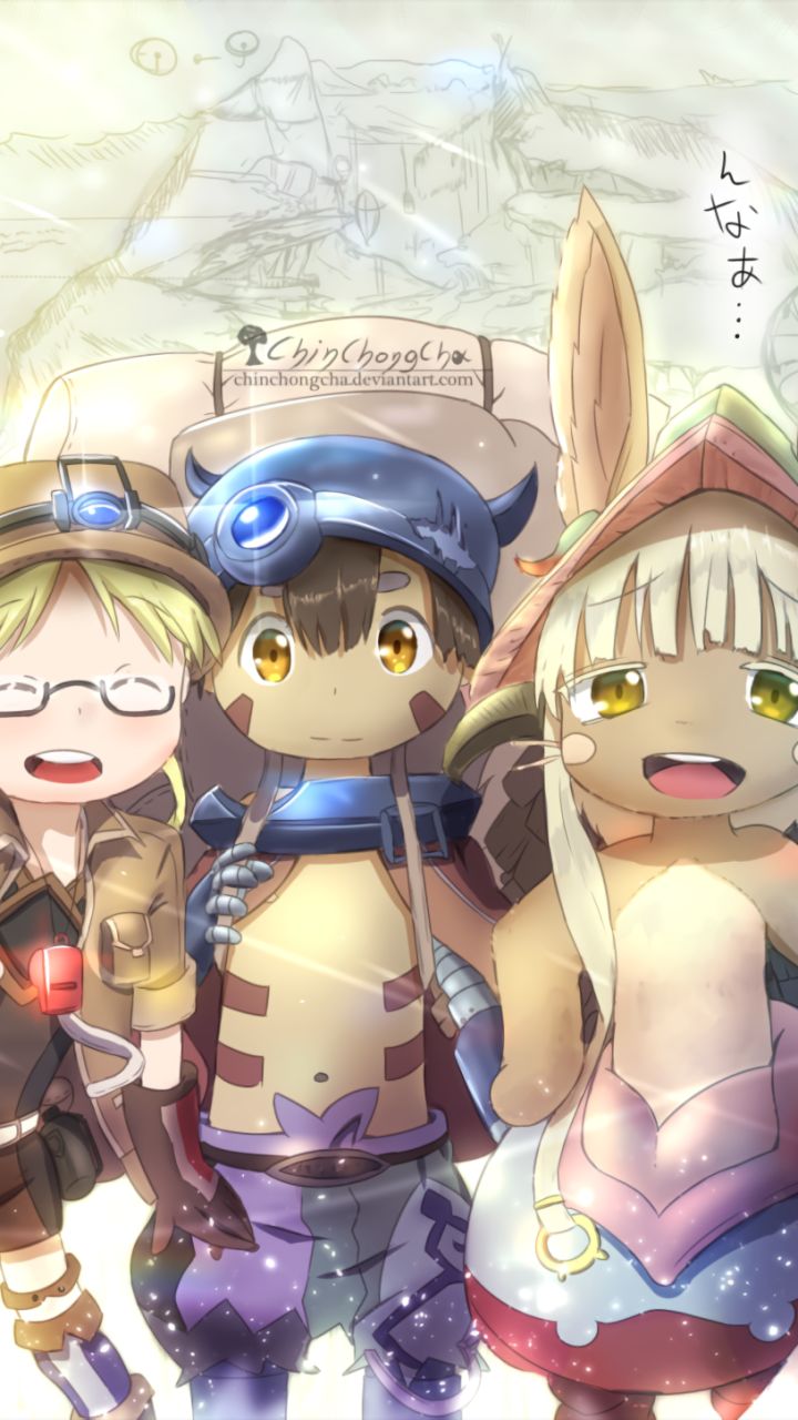 anime, made in abyss, nanachi (made in abyss), regu (made in abyss), riko (made in abyss) QHD