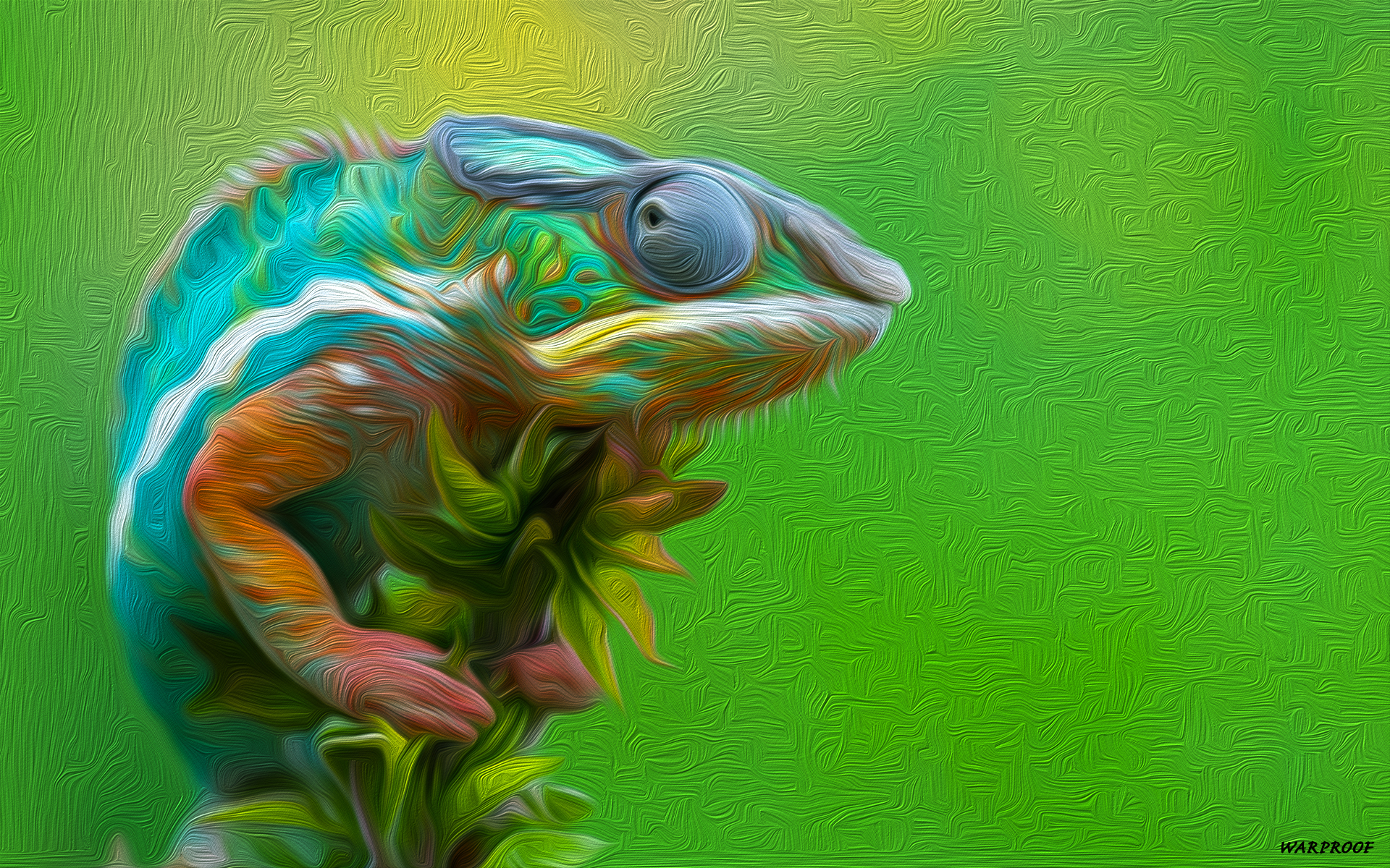Download mobile wallpaper Oil Painting, Chameleon, Reptiles, Animal for free.