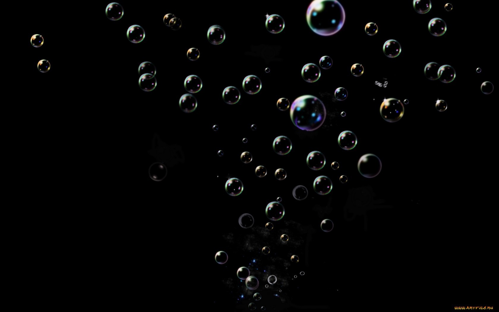 bubbles, black, background