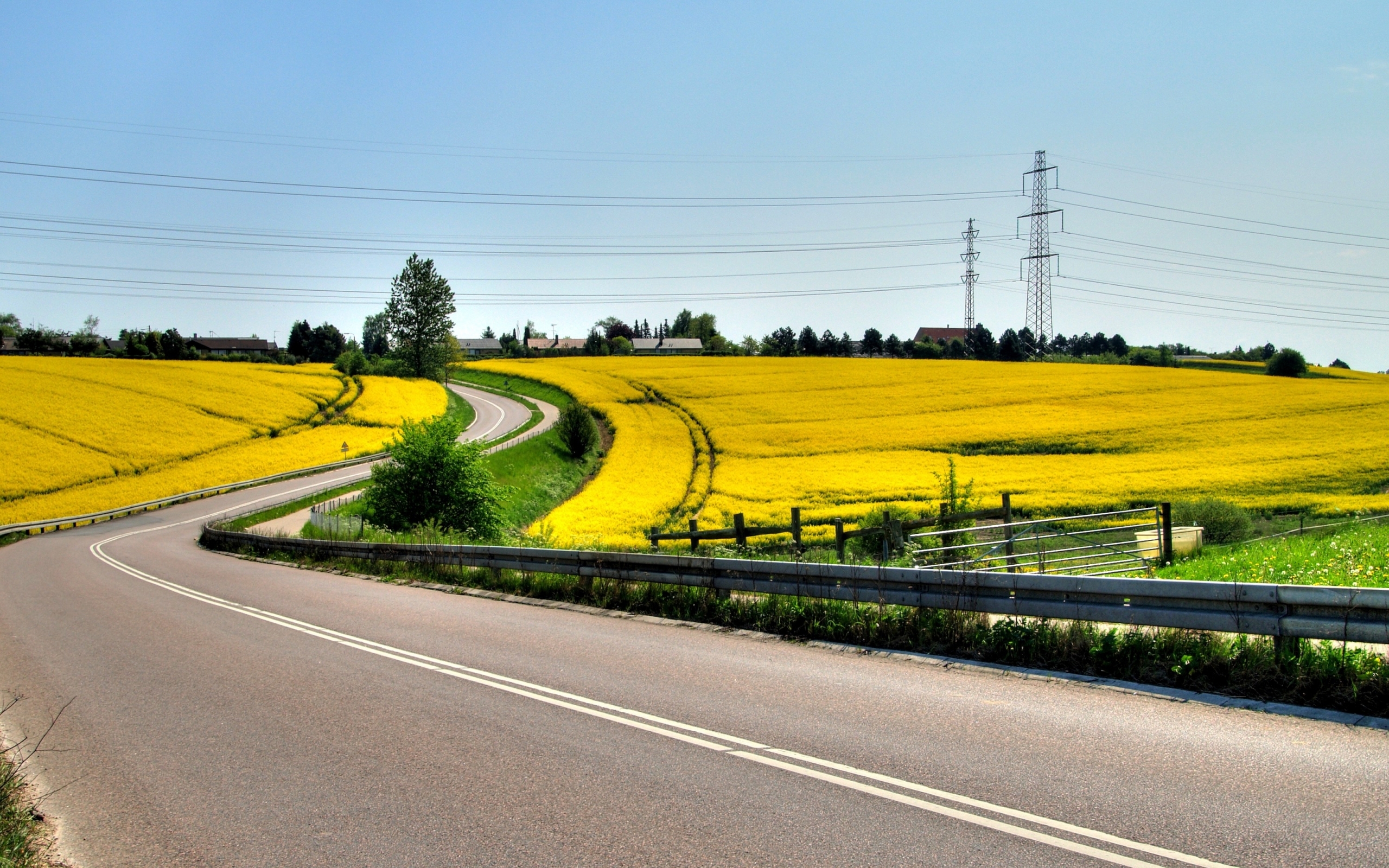 fields, landscape, roads 4K, Ultra HD