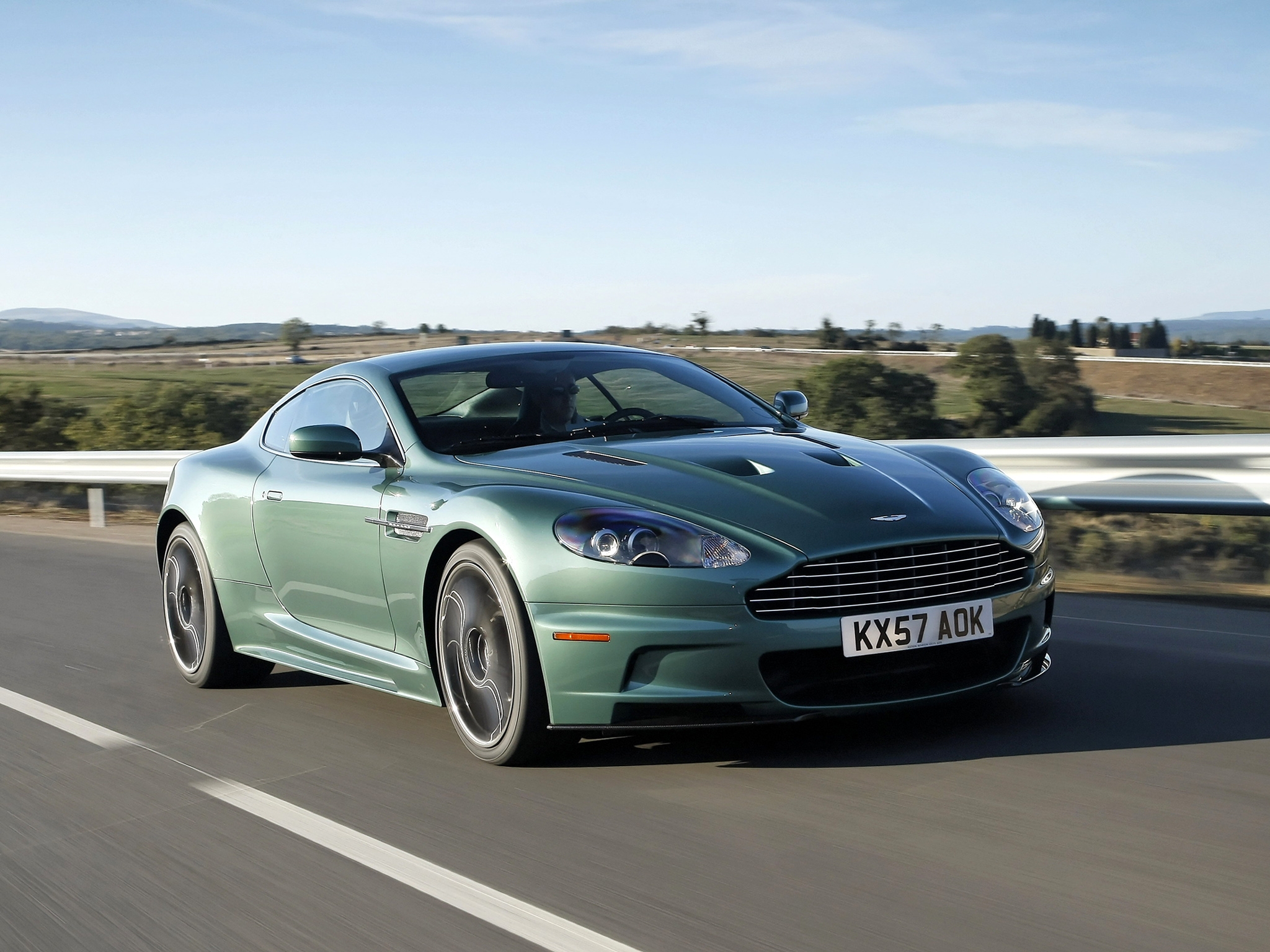 Windows Backgrounds cars, aston martin, auto, green, front view, speed, dbs, 2008