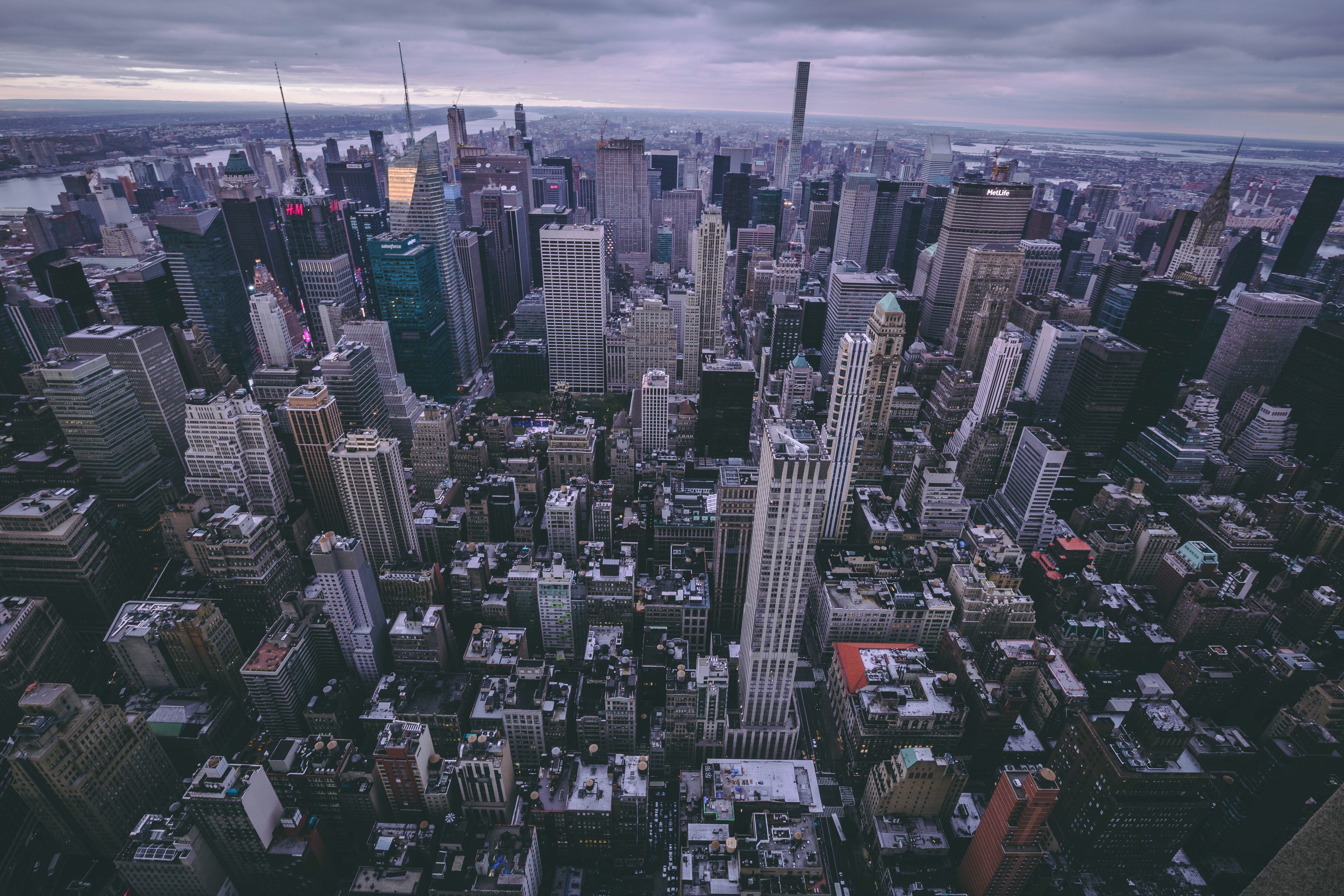 Скачать обои бесплатно Сша, Вид Сверху, Небоскребы, Города, Нью Йорк картинка на рабочий стол ПК