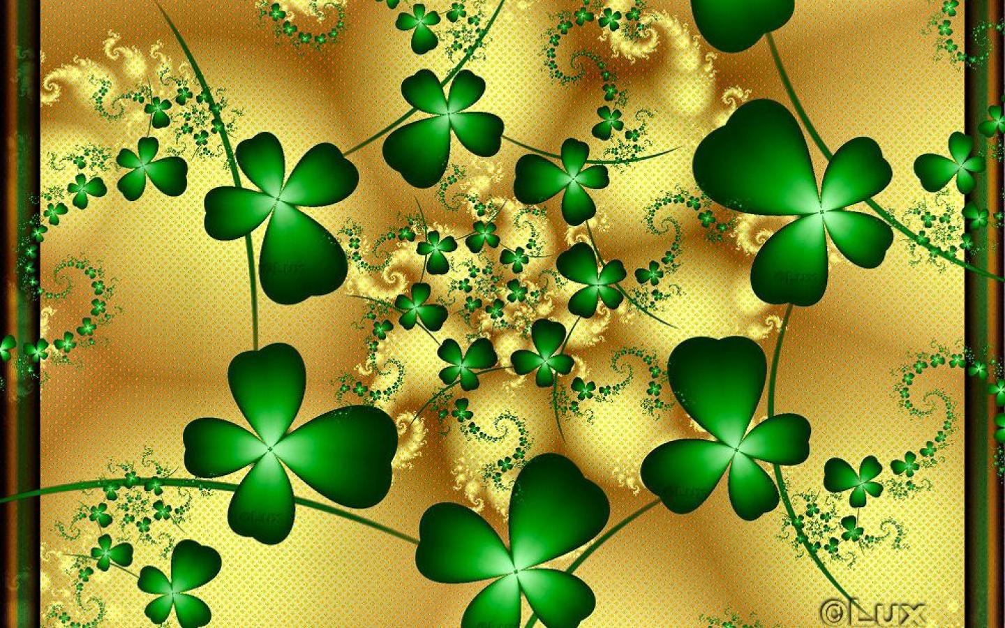 Free download wallpaper Abstract, Gold, Clover, Other on your PC desktop