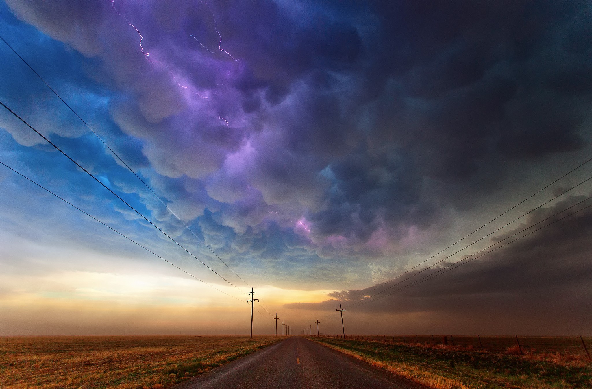 Download mobile wallpaper Lightning, Road, Earth, Cloud for free.