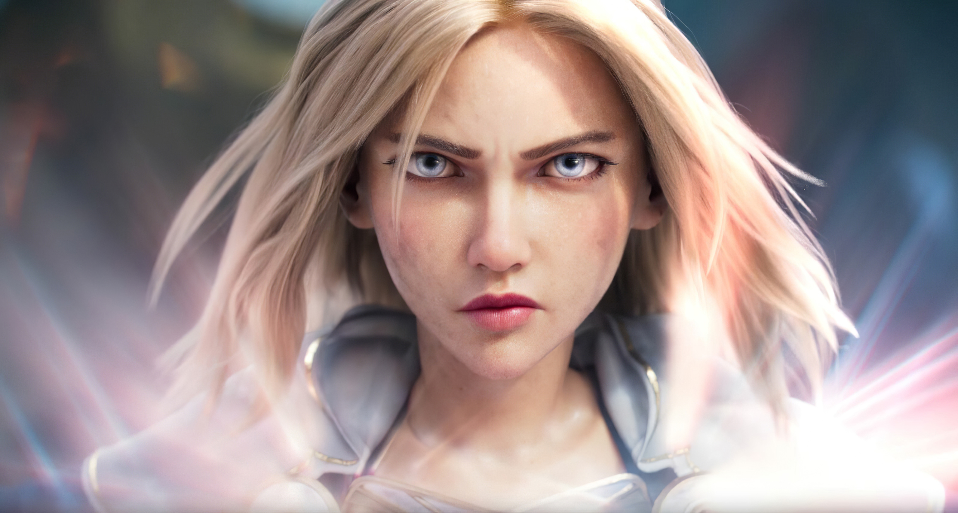 Free download wallpaper League Of Legends, Blonde, Face, Blue Eyes, Video Game, Stare, Lux (League Of Legends) on your PC desktop