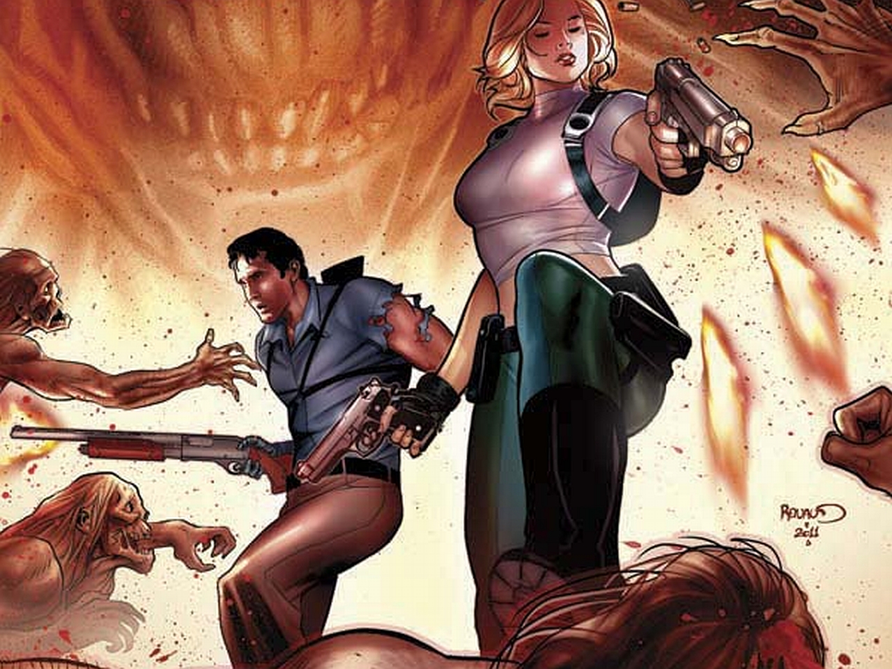 comics, danger girl and the army of darkness, ash williams, danger girl