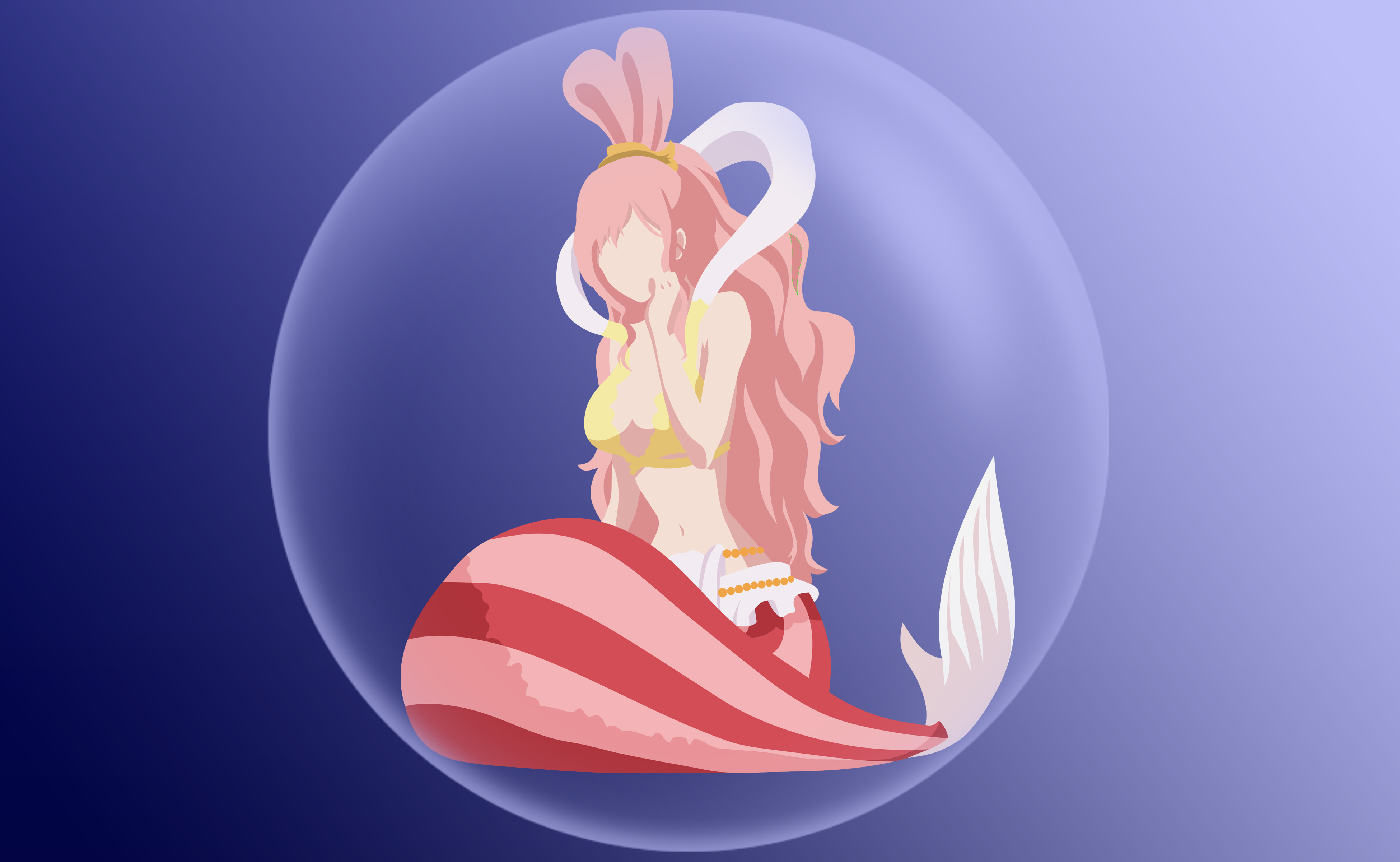 Laden Sie das Minimalistisch, Pinkes Haar, Meerjungfrau, Animes, Lange Haare, Bikini, One Piece, Shirahoshi (Einteiler)-Bild kostenlos auf Ihren PC-Desktop herunter