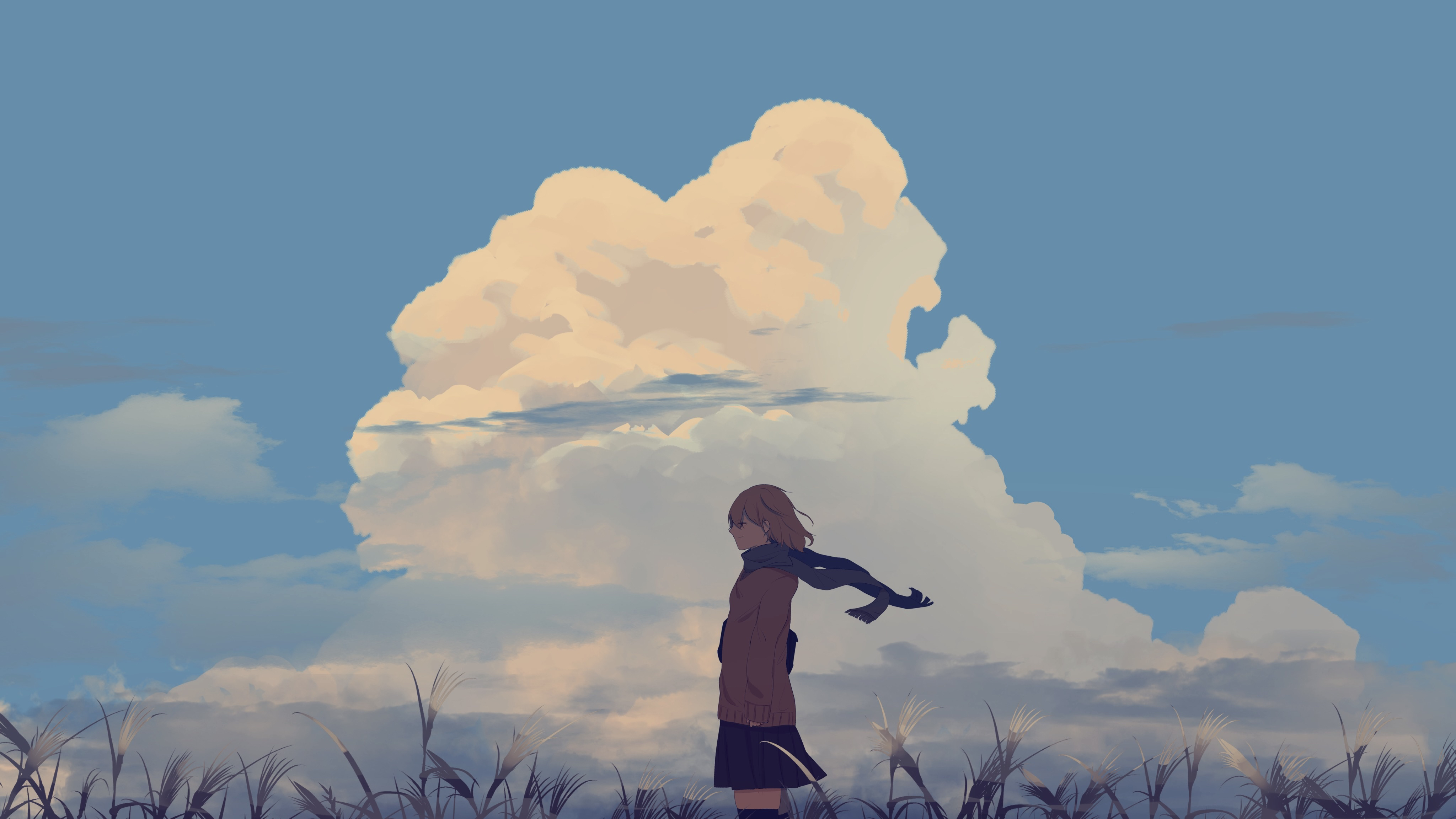 Laden Sie das Mädchen, Wolke, Animes-Bild kostenlos auf Ihren PC-Desktop herunter