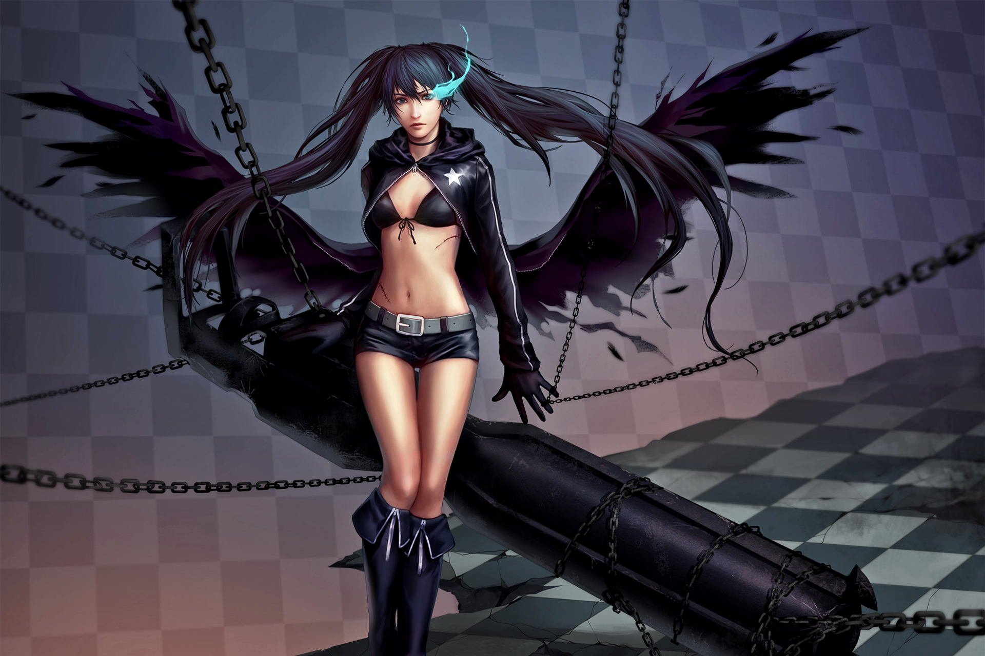 Free download wallpaper Anime, Black Rock Shooter, Wings on your PC desktop