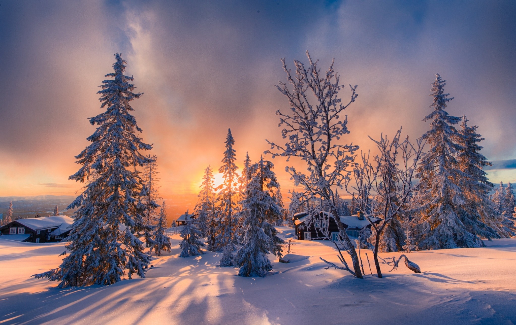 Free download wallpaper Winter, Sunset, Snow, Photography on your PC desktop