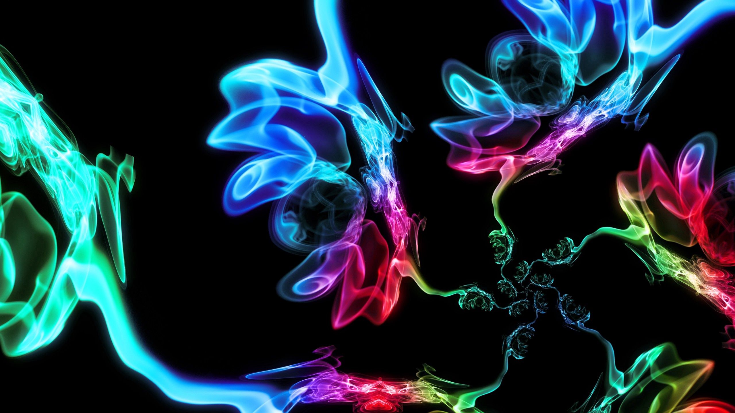 forms, motley, abstract, smoke, multicolored, dark background, form 4K
