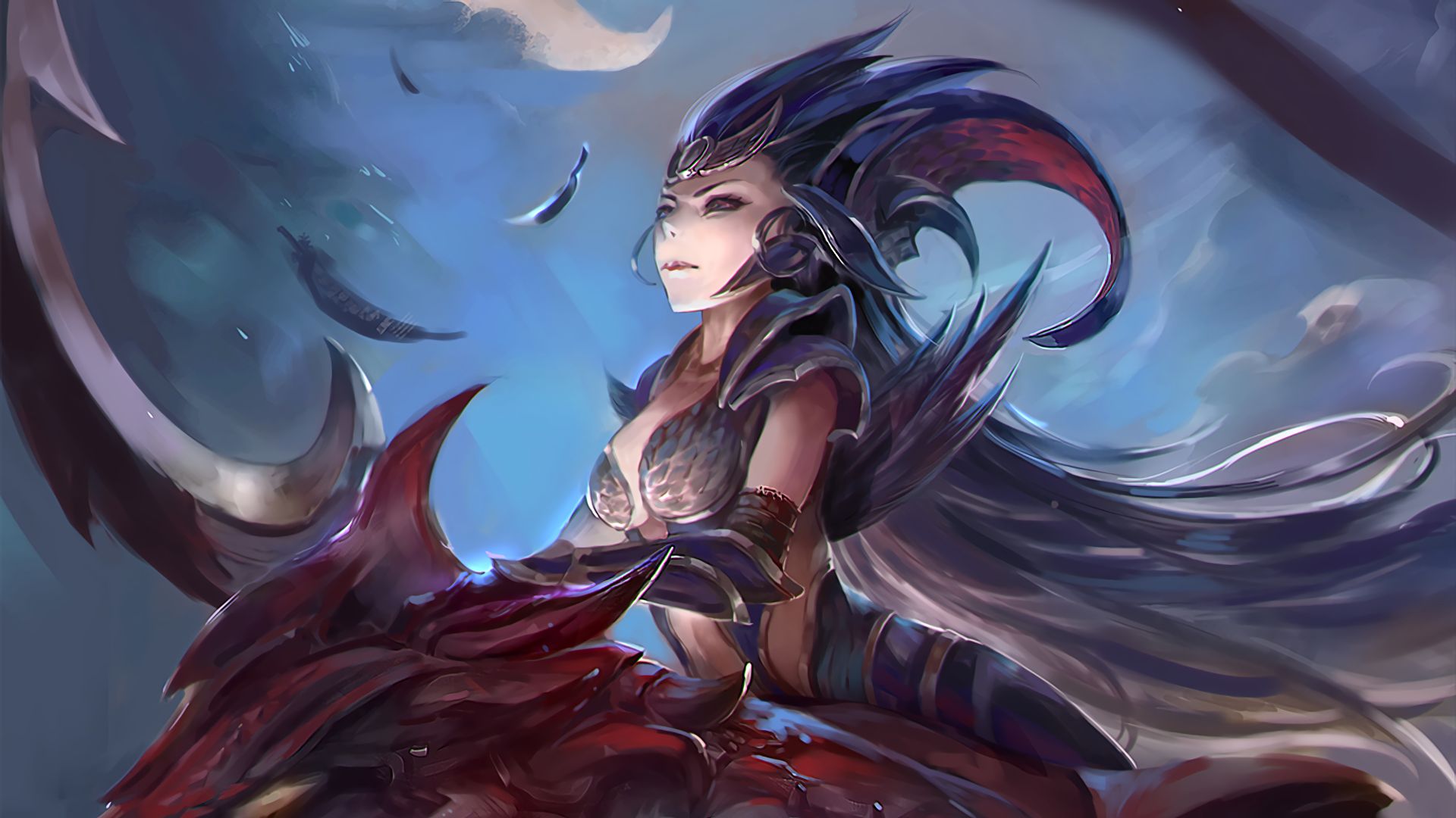 Download mobile wallpaper League Of Legends, Dragon, Video Game, Diana (League Of Legends) for free.