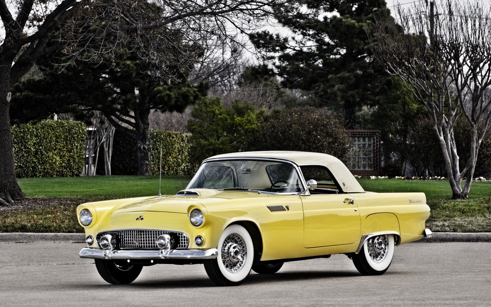 70485 télécharger l'image voitures, ford, jaune, vue de côté, oiseau tonnerre, thunderbird, 1955 - fonds d'écran et économiseurs d'écran gratuits