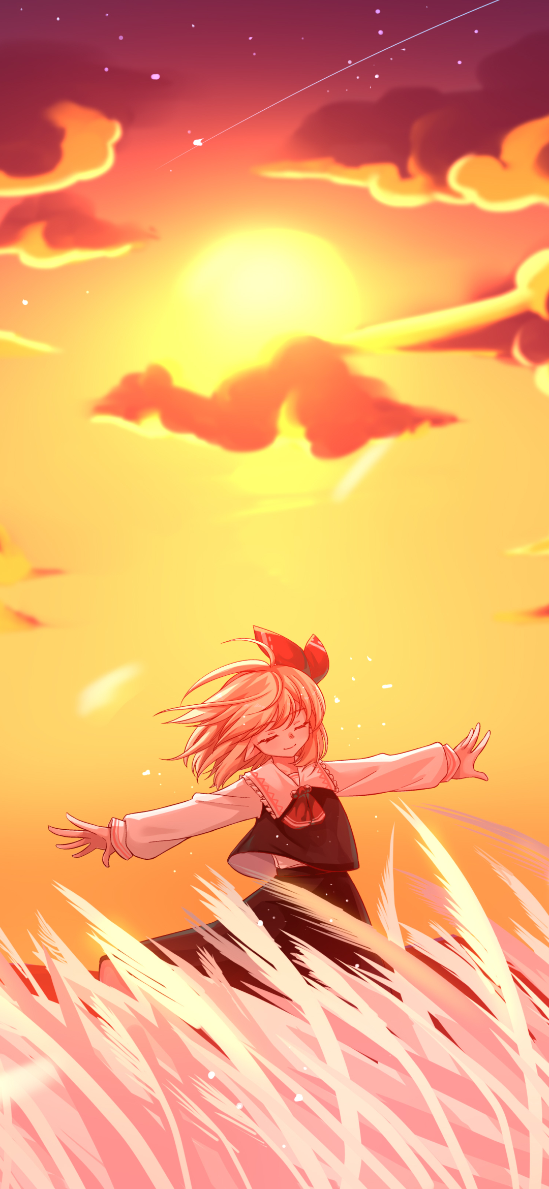 Rumia de Touhou en un fondo de pantalla vibrante al atardecer