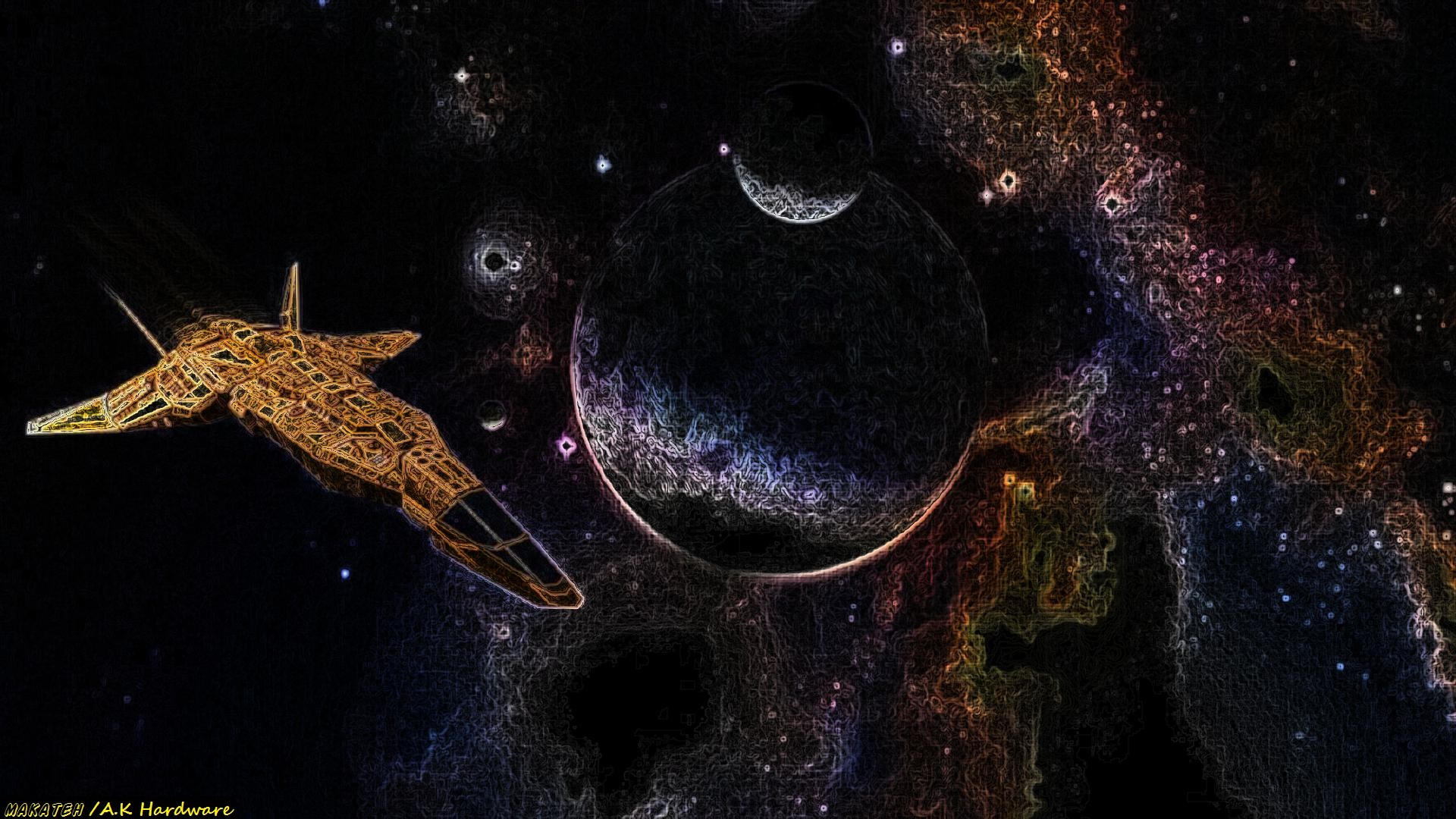 Handy-Wallpaper Abstrakt, Mond, Planet, Science Fiction, Raumschiff kostenlos herunterladen.