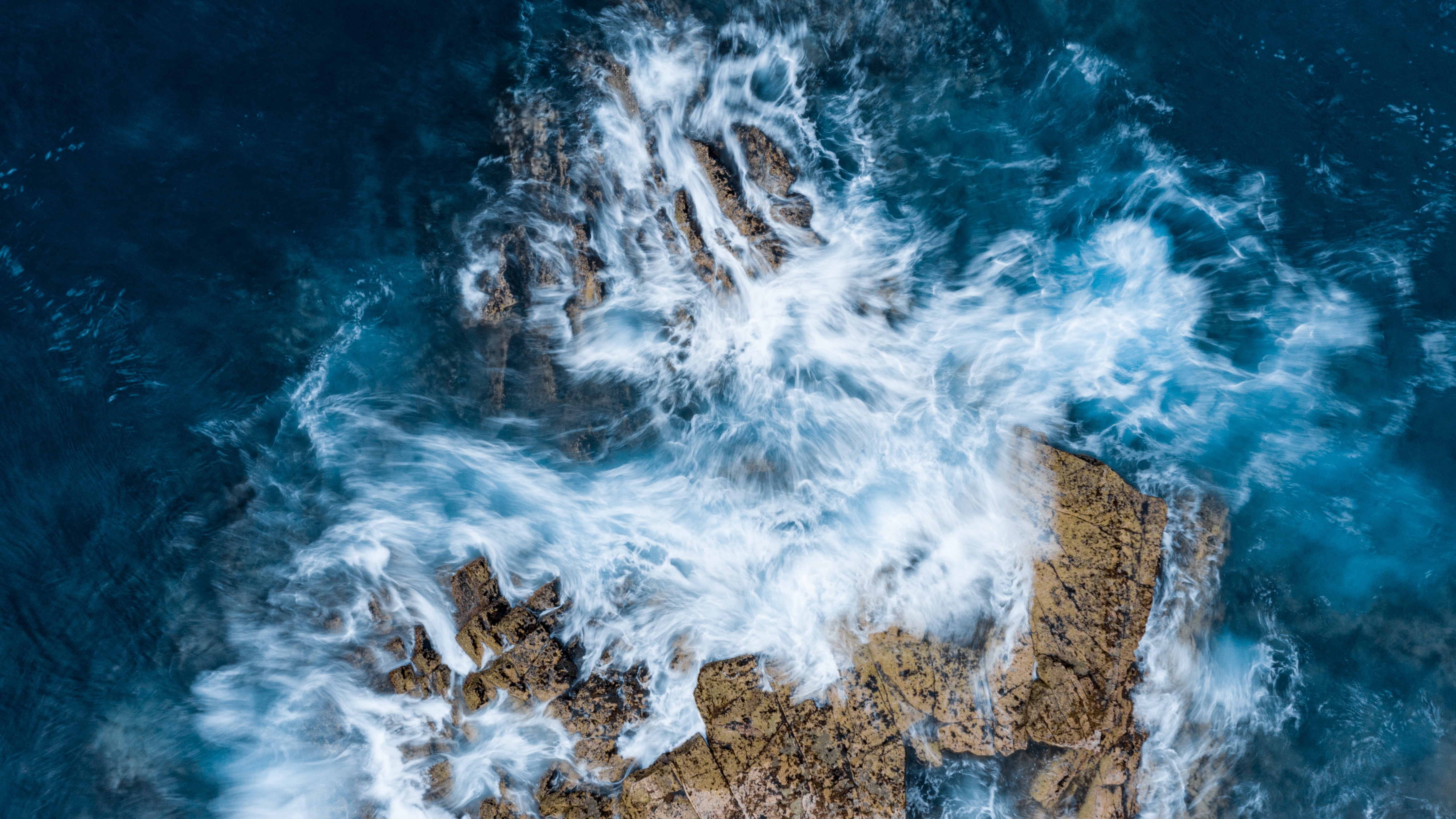 nature, water, waves, sea, rocks, view from above Desktop home screen Wallpaper